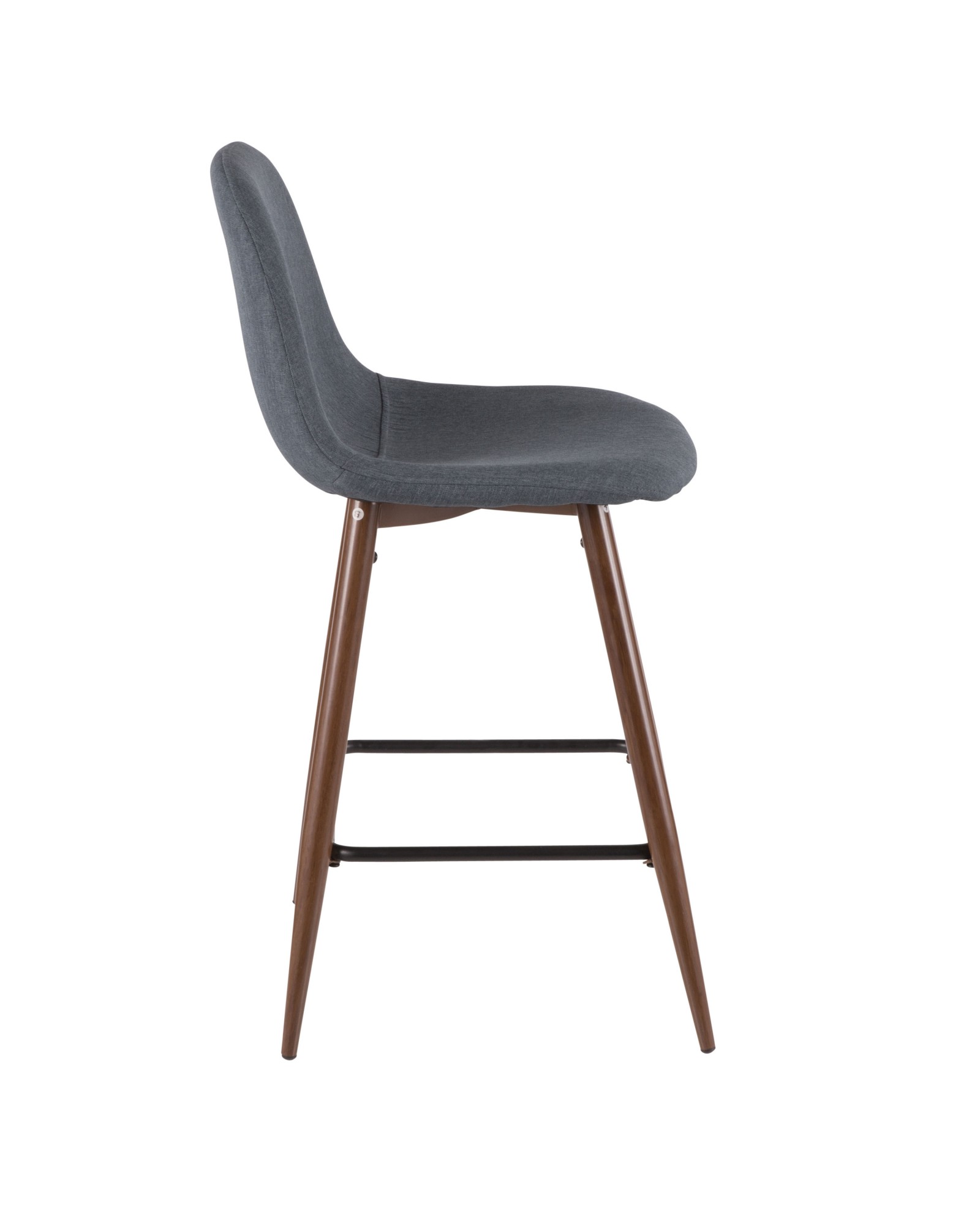 Pebble Mid-Century Modern Counter Stool in Walnut and Blue - Set of 2