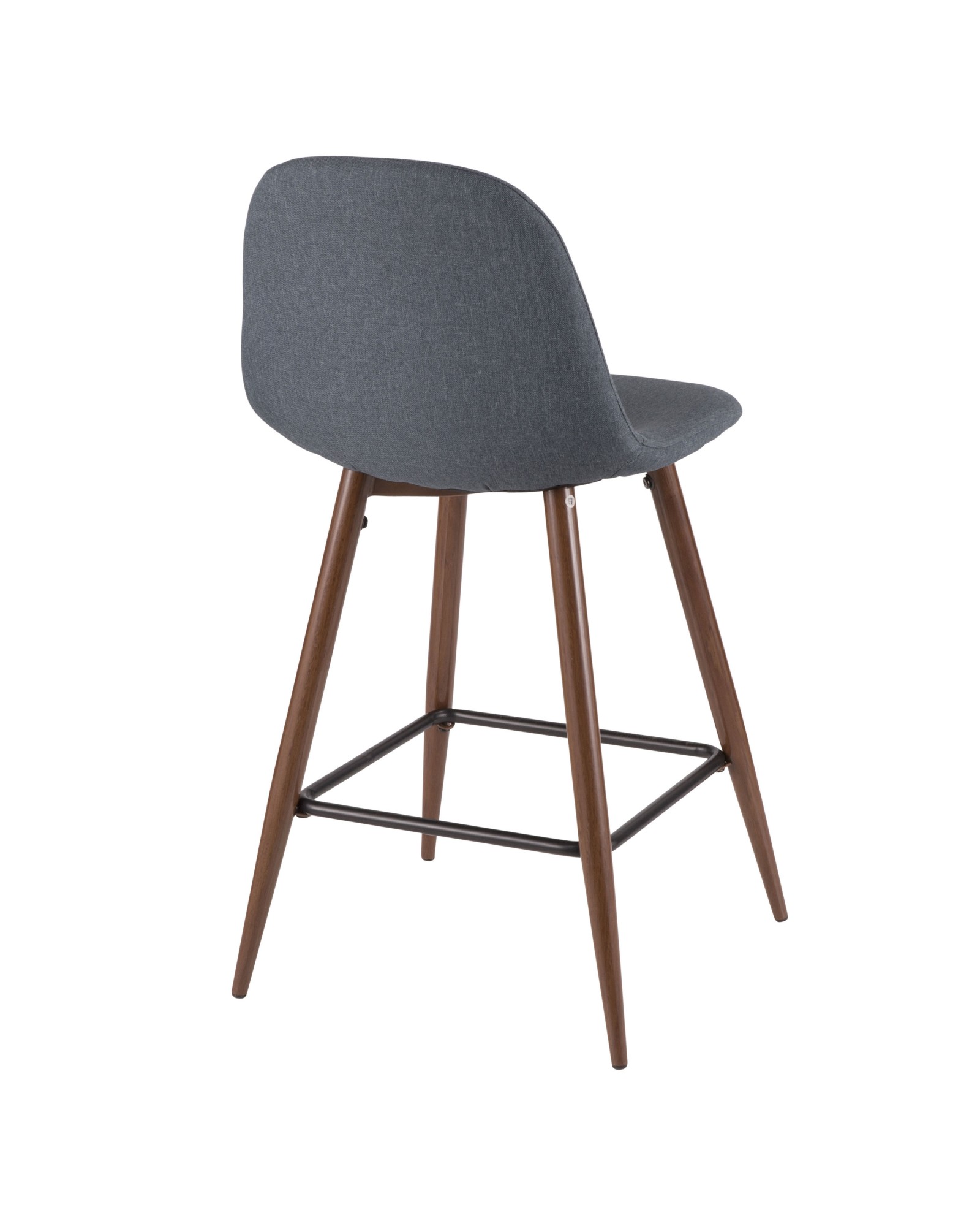 Pebble Mid-Century Modern Counter Stool in Walnut and Blue - Set of 2