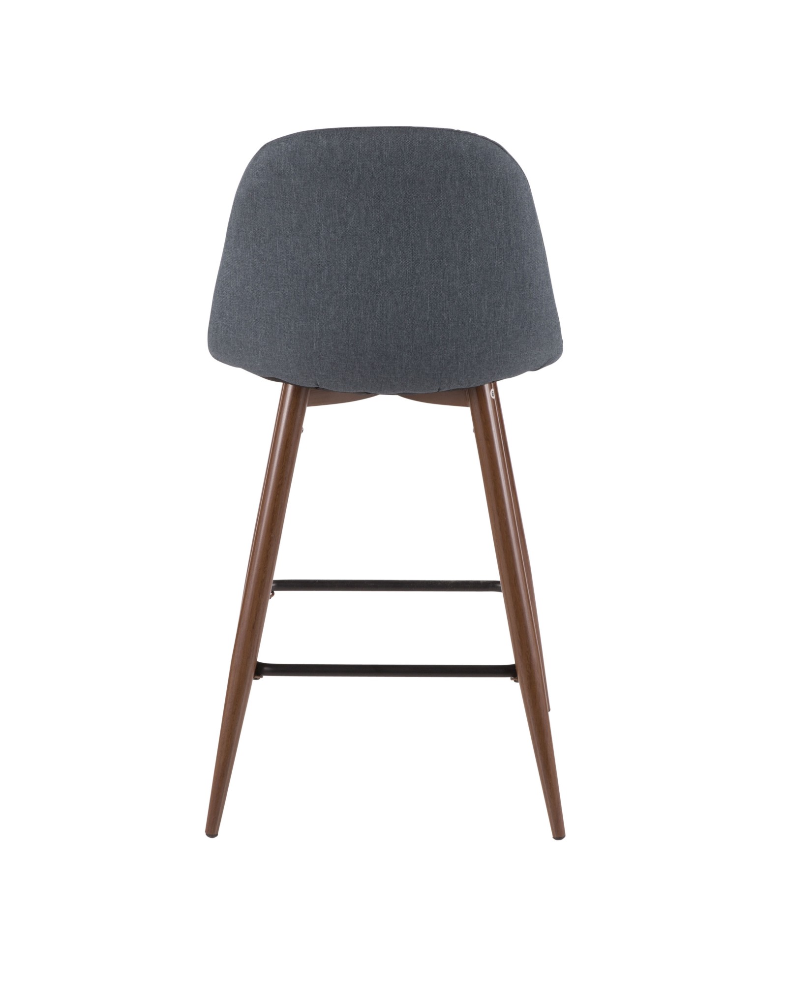 Pebble Mid-Century Modern Counter Stool in Walnut and Blue - Set of 2