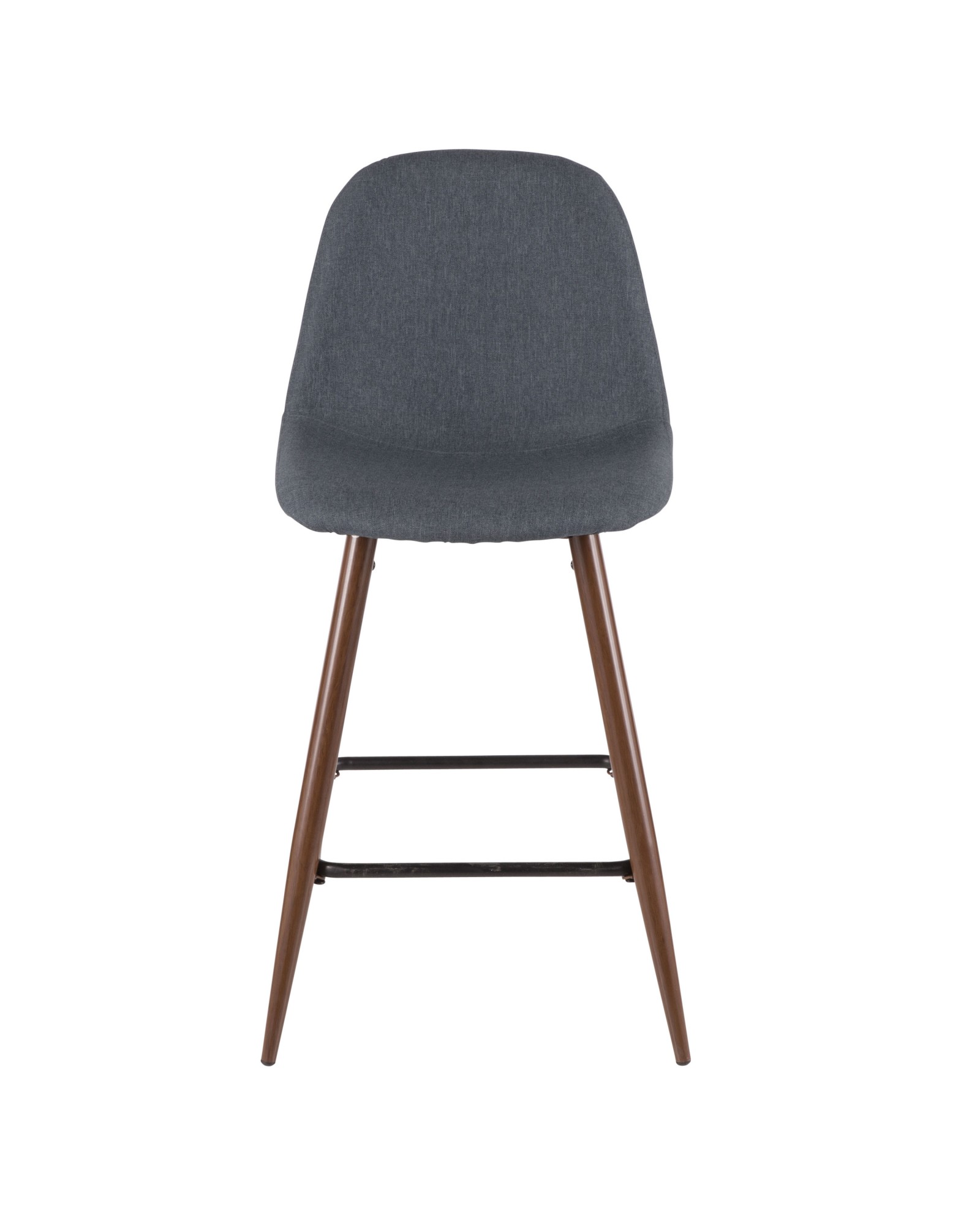 Pebble Mid-Century Modern Counter Stool in Walnut and Blue - Set of 2