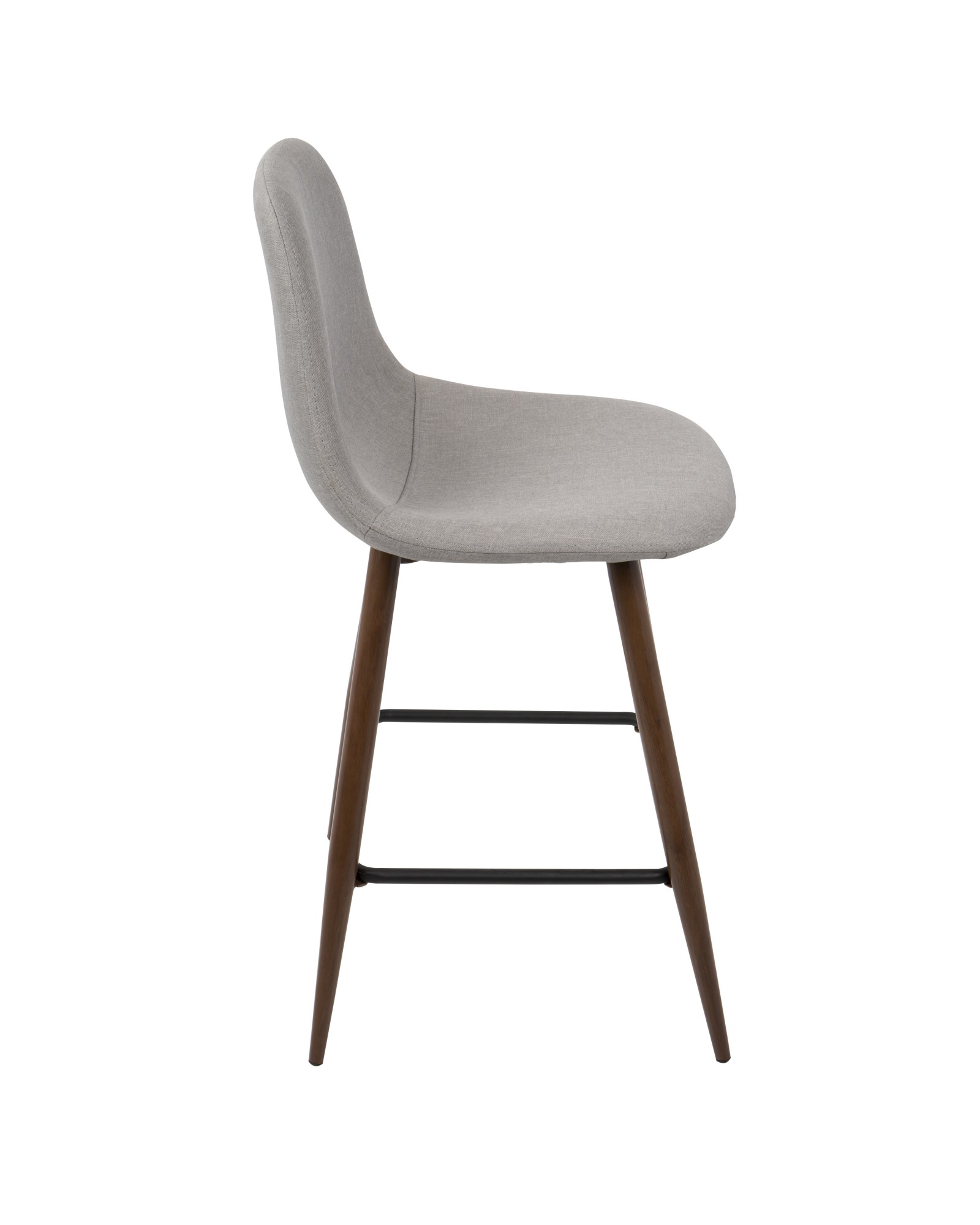 Pebble Mid-Century Modern Counter Stool in Walnut and Light Grey - Set of 2