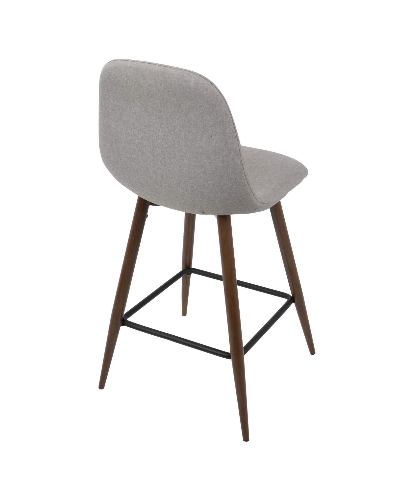Pebble Mid-Century Modern Counter Stool in Walnut and Light Grey - Set of 2