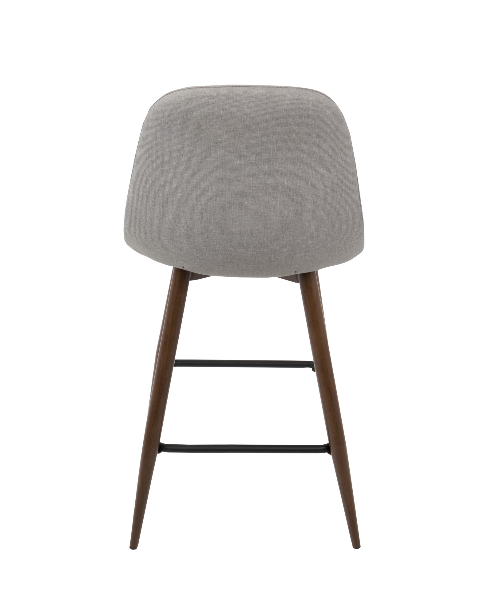 Pebble Mid-Century Modern Counter Stool in Walnut and Light Grey - Set of 2