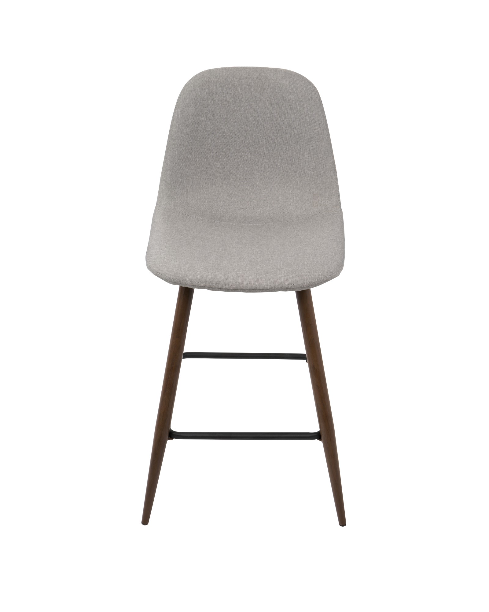 Pebble Mid-Century Modern Counter Stool in Walnut and Light Grey - Set of 2