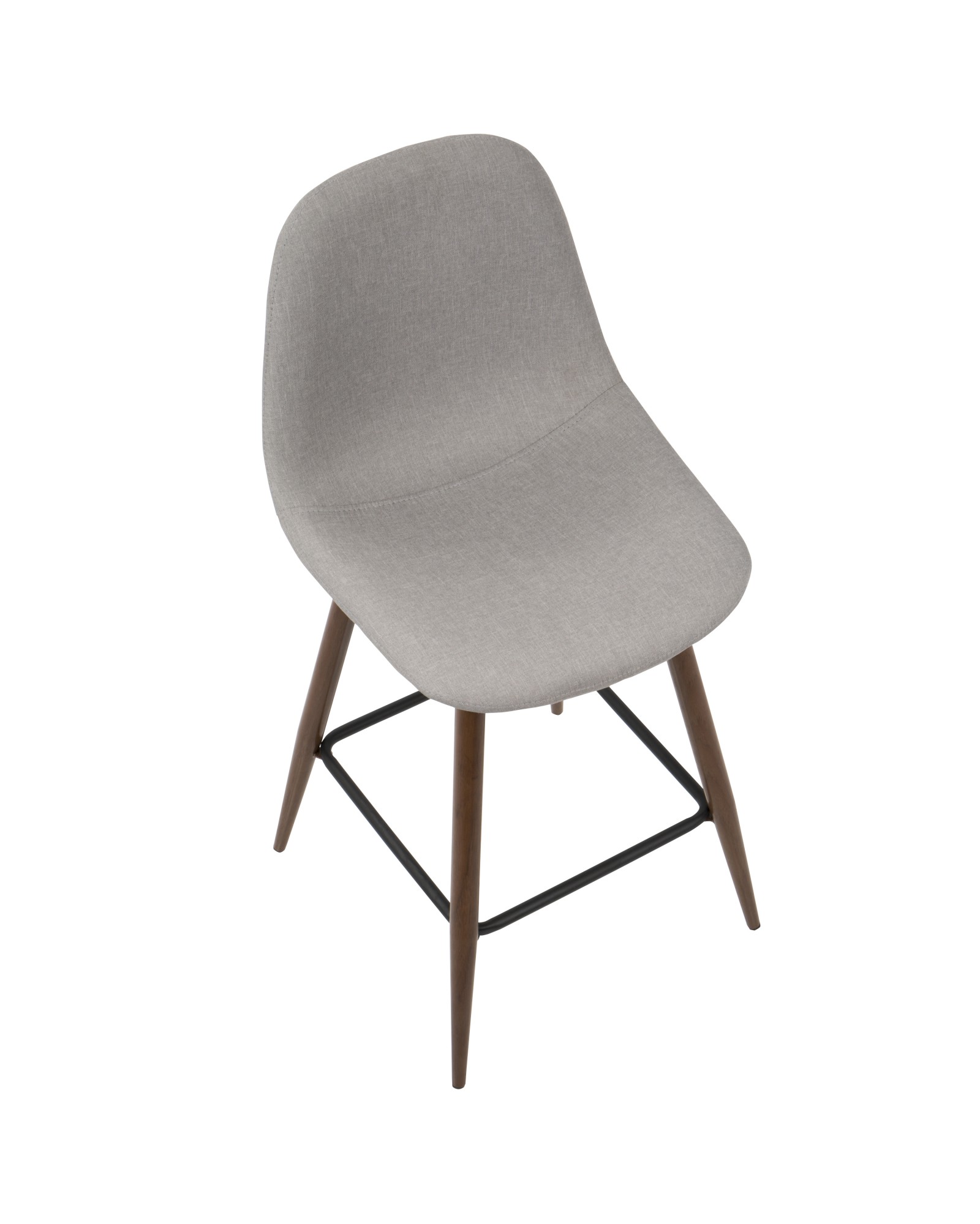 Pebble Mid-Century Modern Counter Stool in Walnut and Light Grey - Set of 2