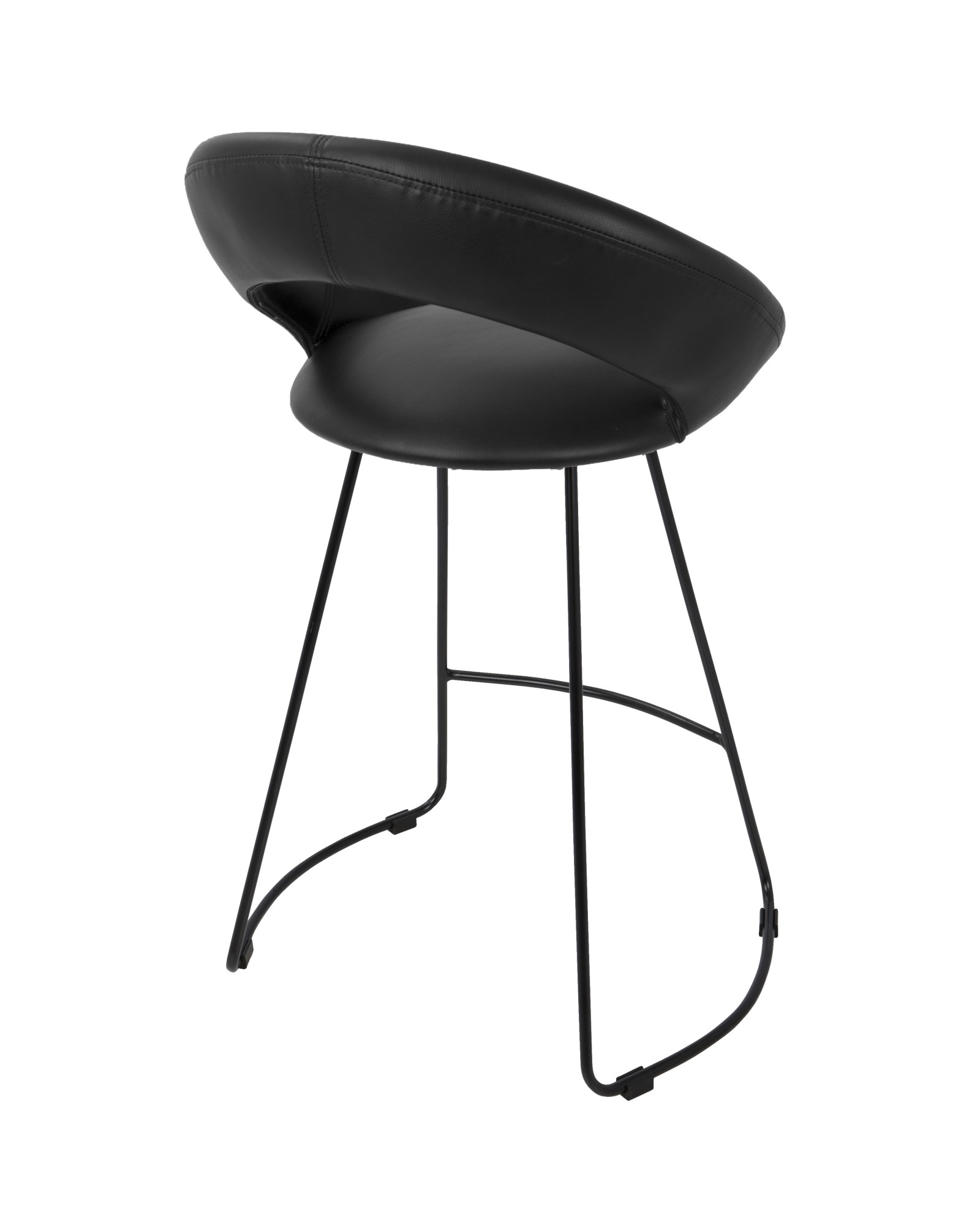 Posano Contemporary Counter Stool in Black Faux Leather