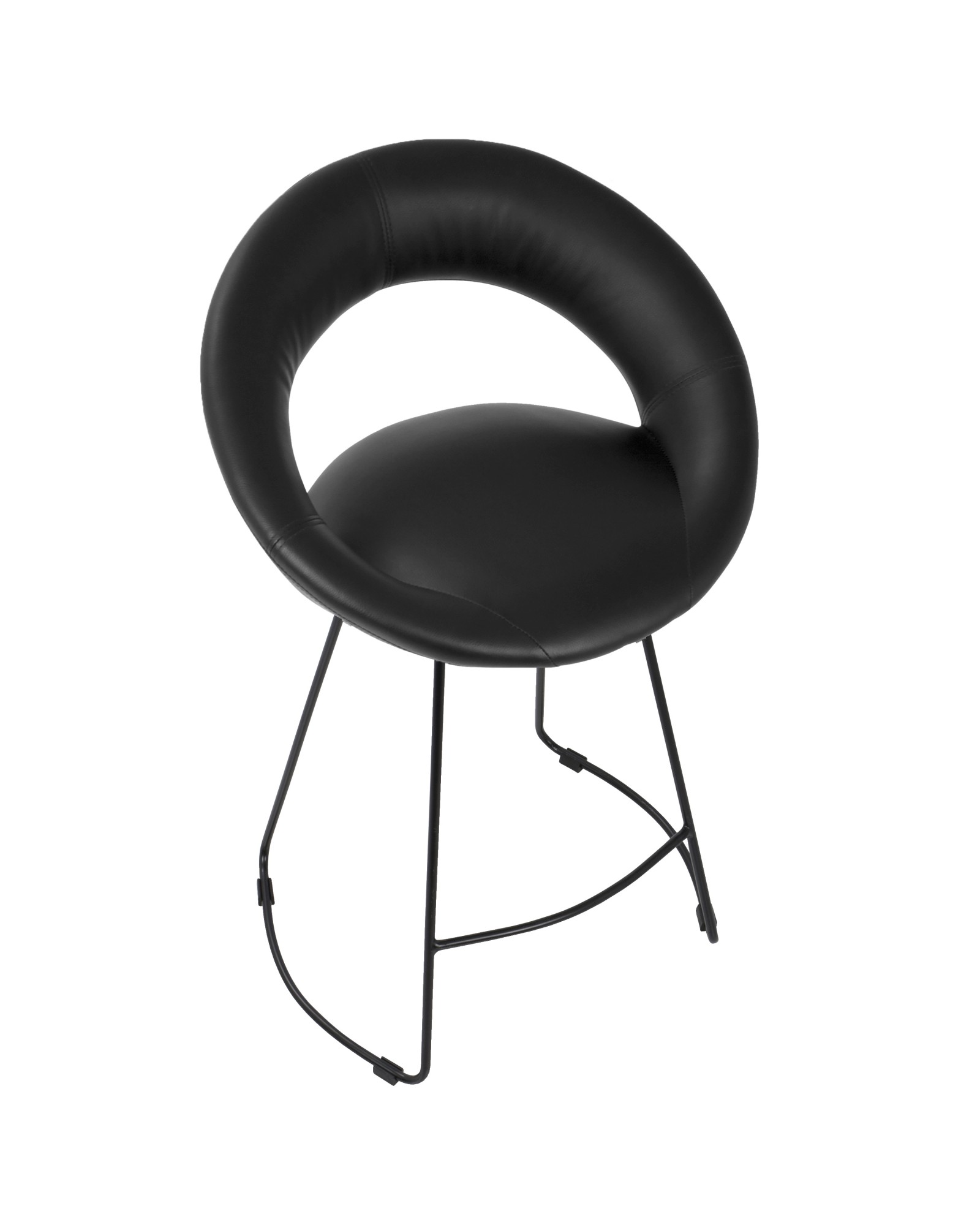 Posano Contemporary Counter Stool in Black Faux Leather