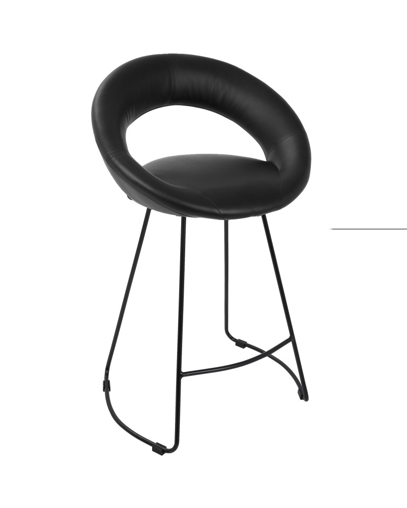 Posano Contemporary Counter Stool in Black Faux Leather