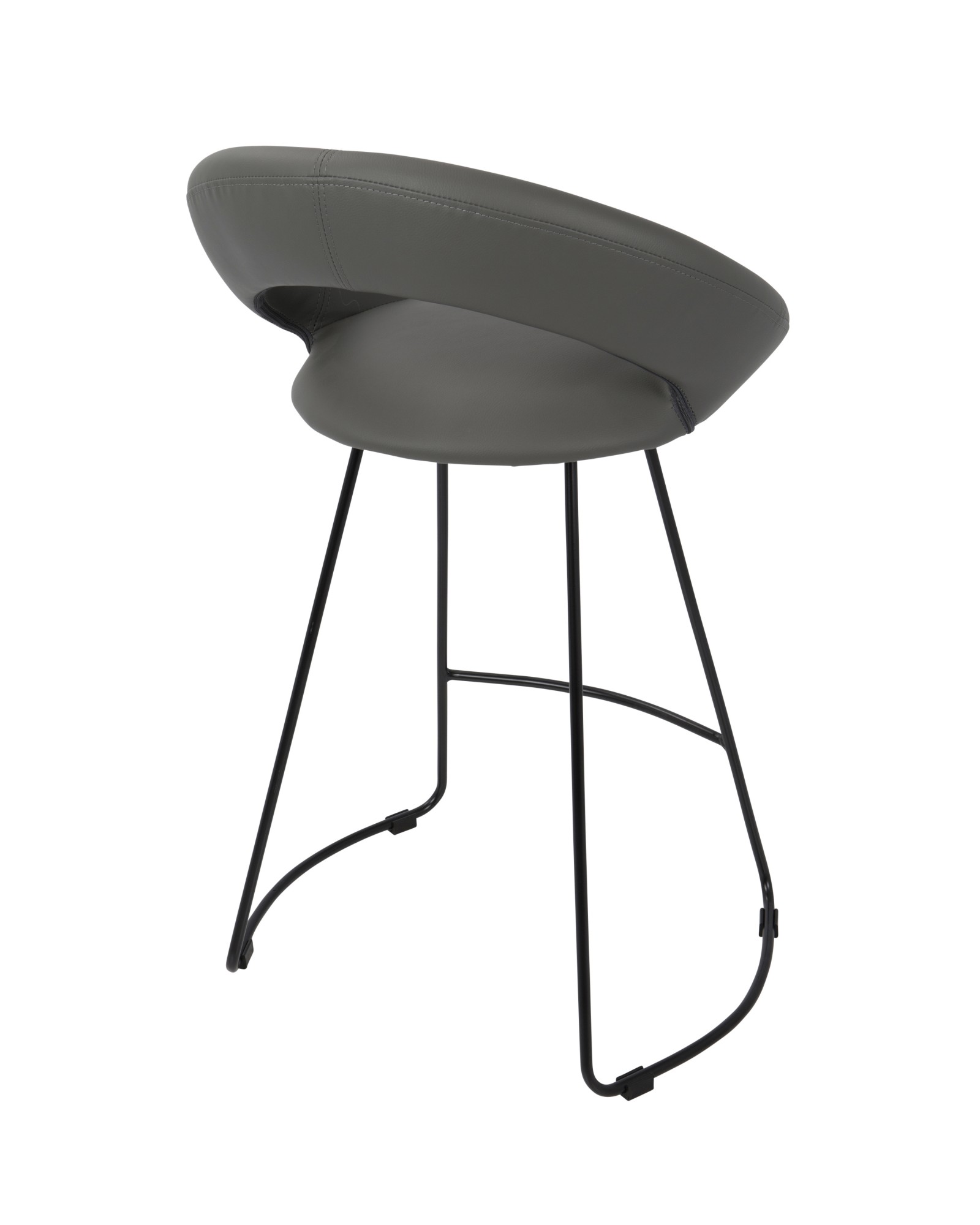 Posano Contemporary Counter Stool in Grey Faux Leather