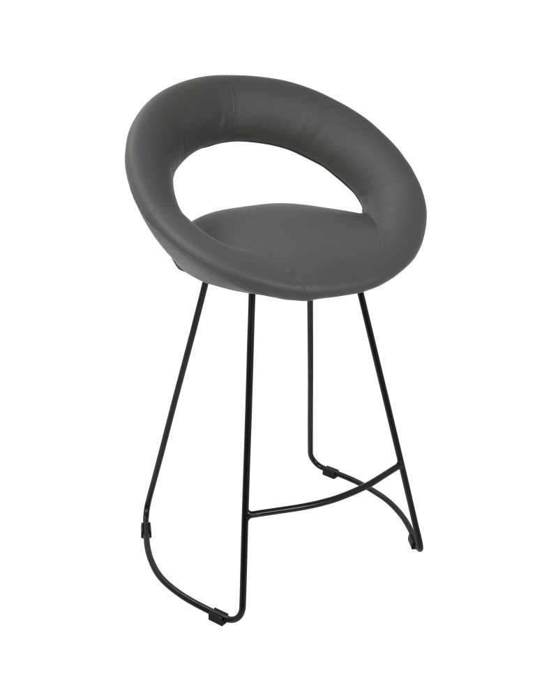 Posano Contemporary Counter Stool in Grey Faux Leather