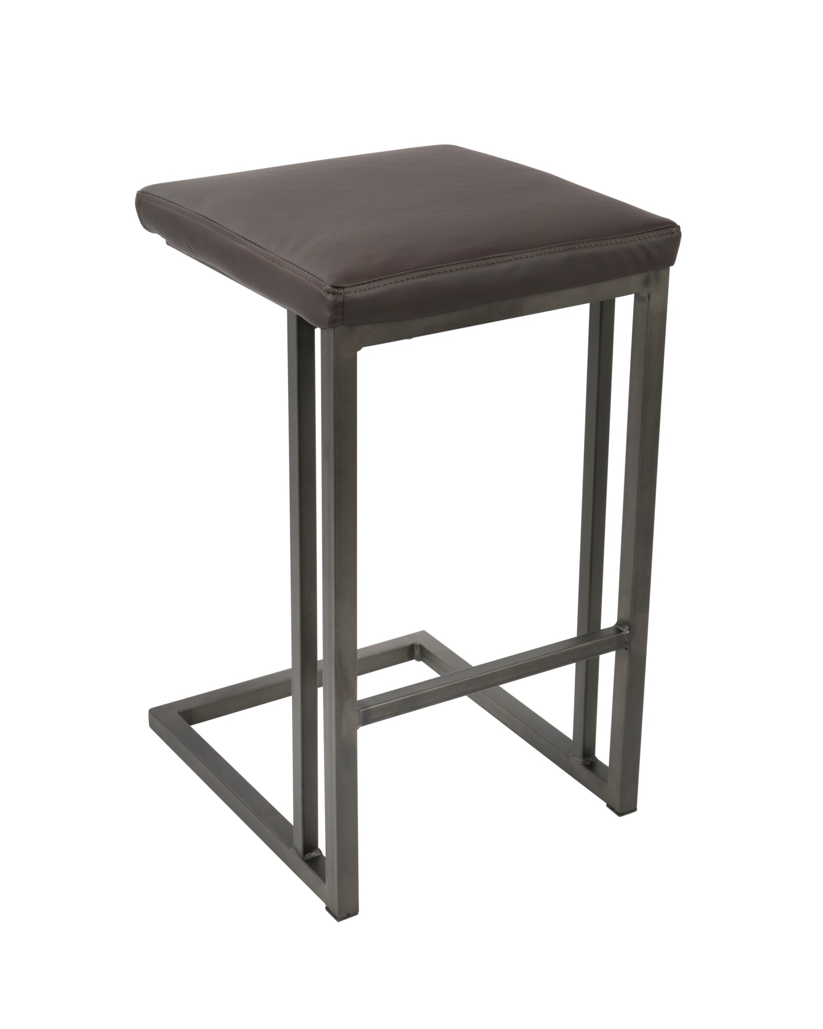 Roman Industrial Counter Stool in Antique and Espresso Faux Leather - Set of 2