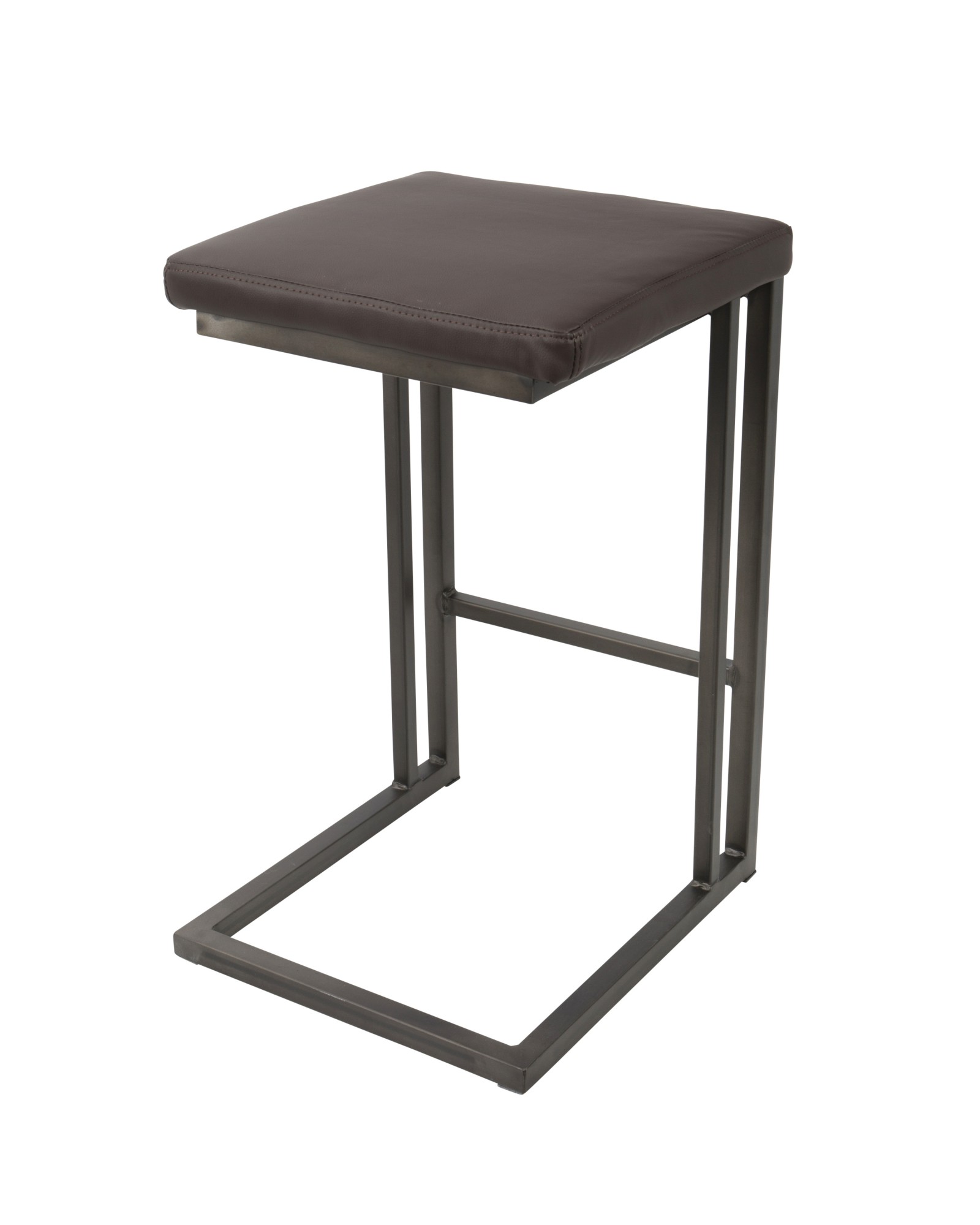 Roman Industrial Counter Stool in Antique and Espresso Faux Leather - Set of 2