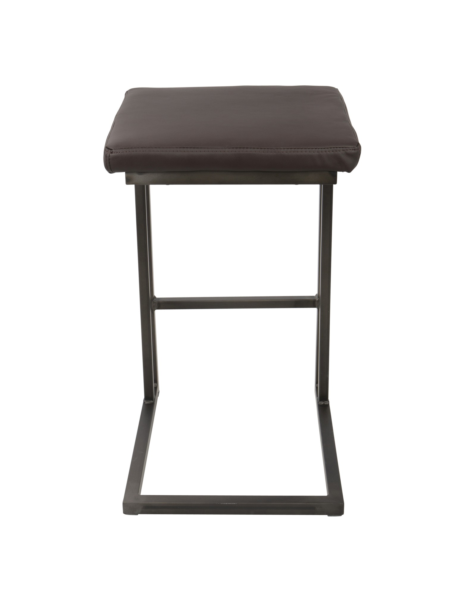 Roman Industrial Counter Stool in Antique and Espresso Faux Leather - Set of 2