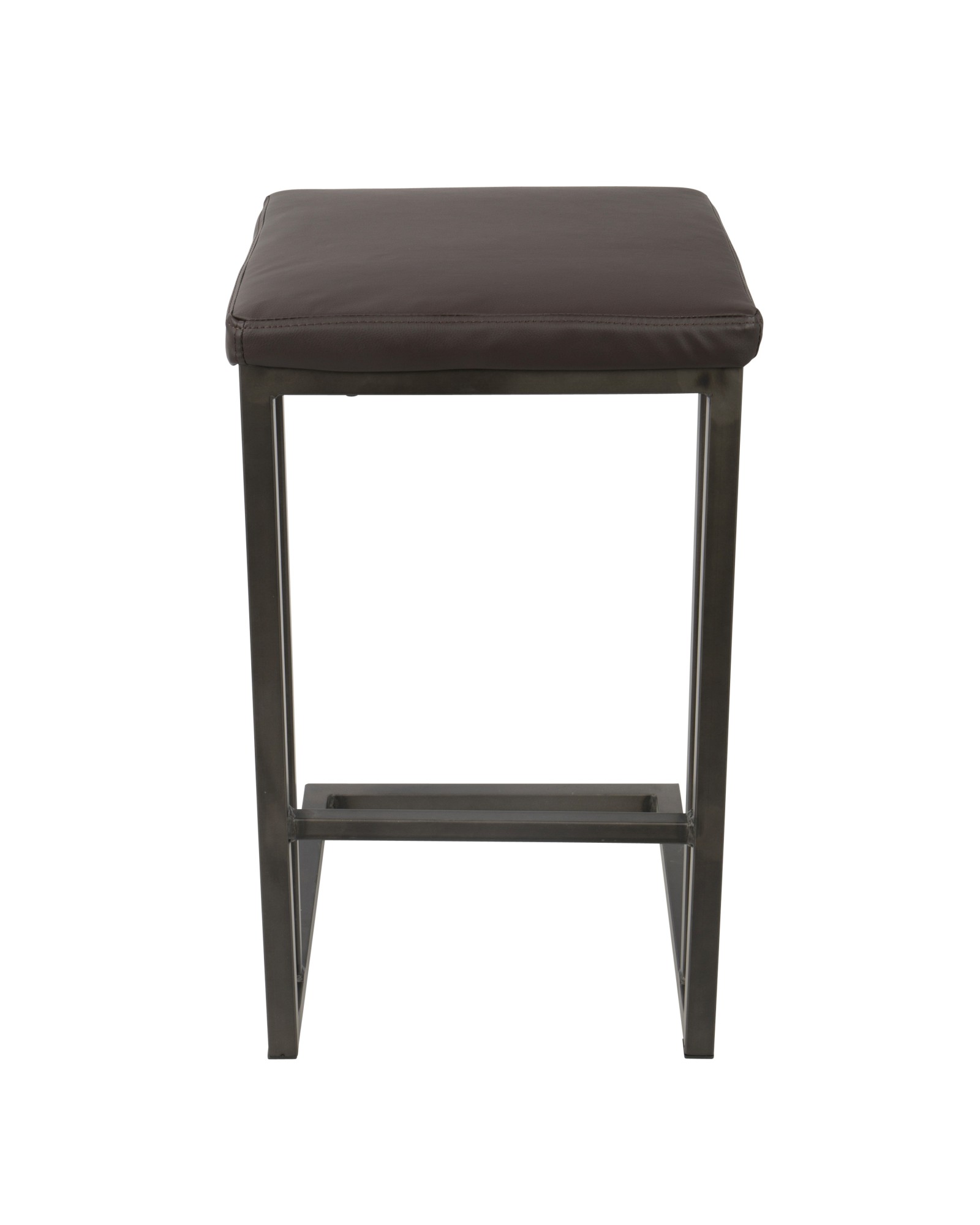 Roman Industrial Counter Stool in Antique and Espresso Faux Leather - Set of 2