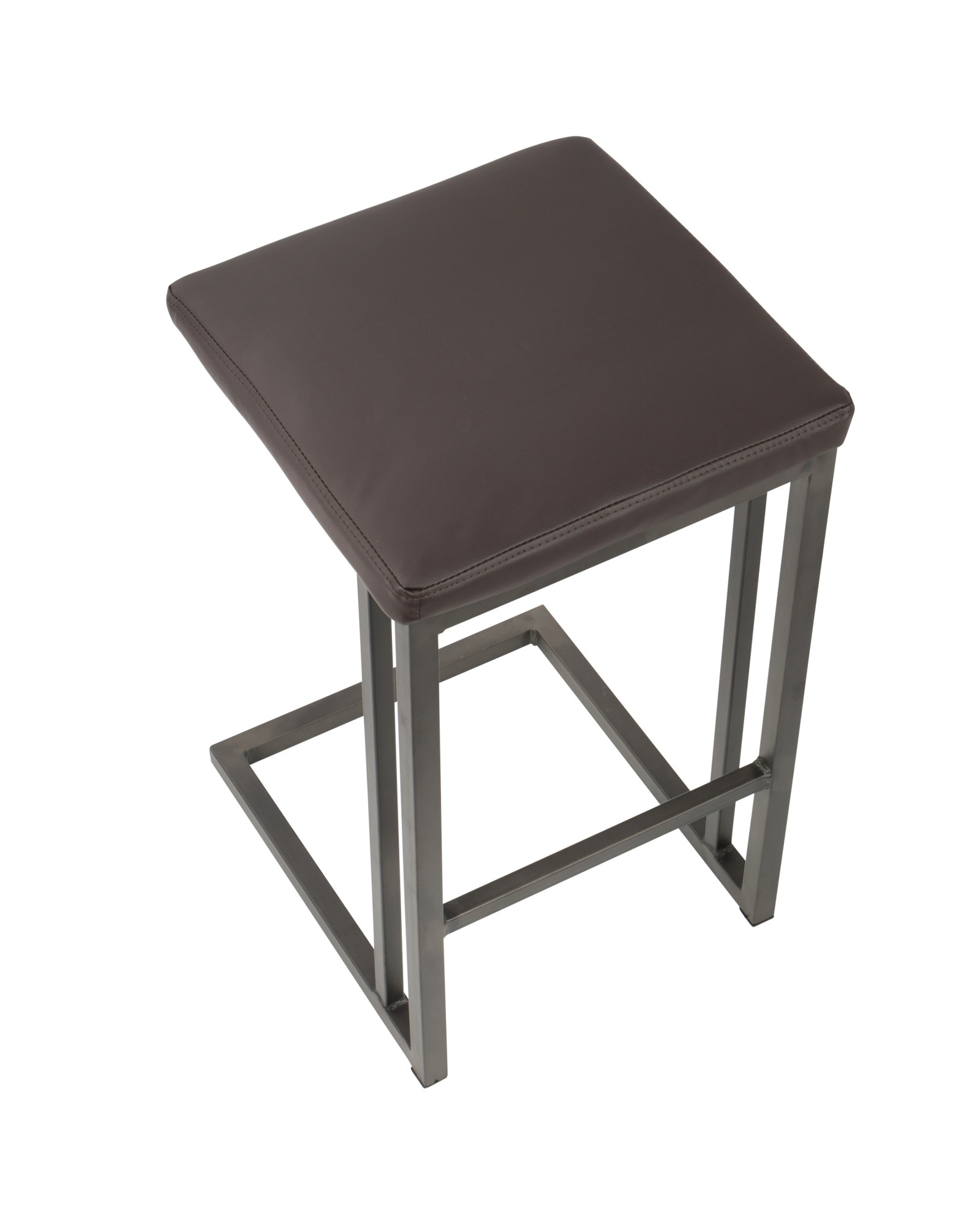 Roman Industrial Counter Stool in Antique and Espresso Faux Leather - Set of 2