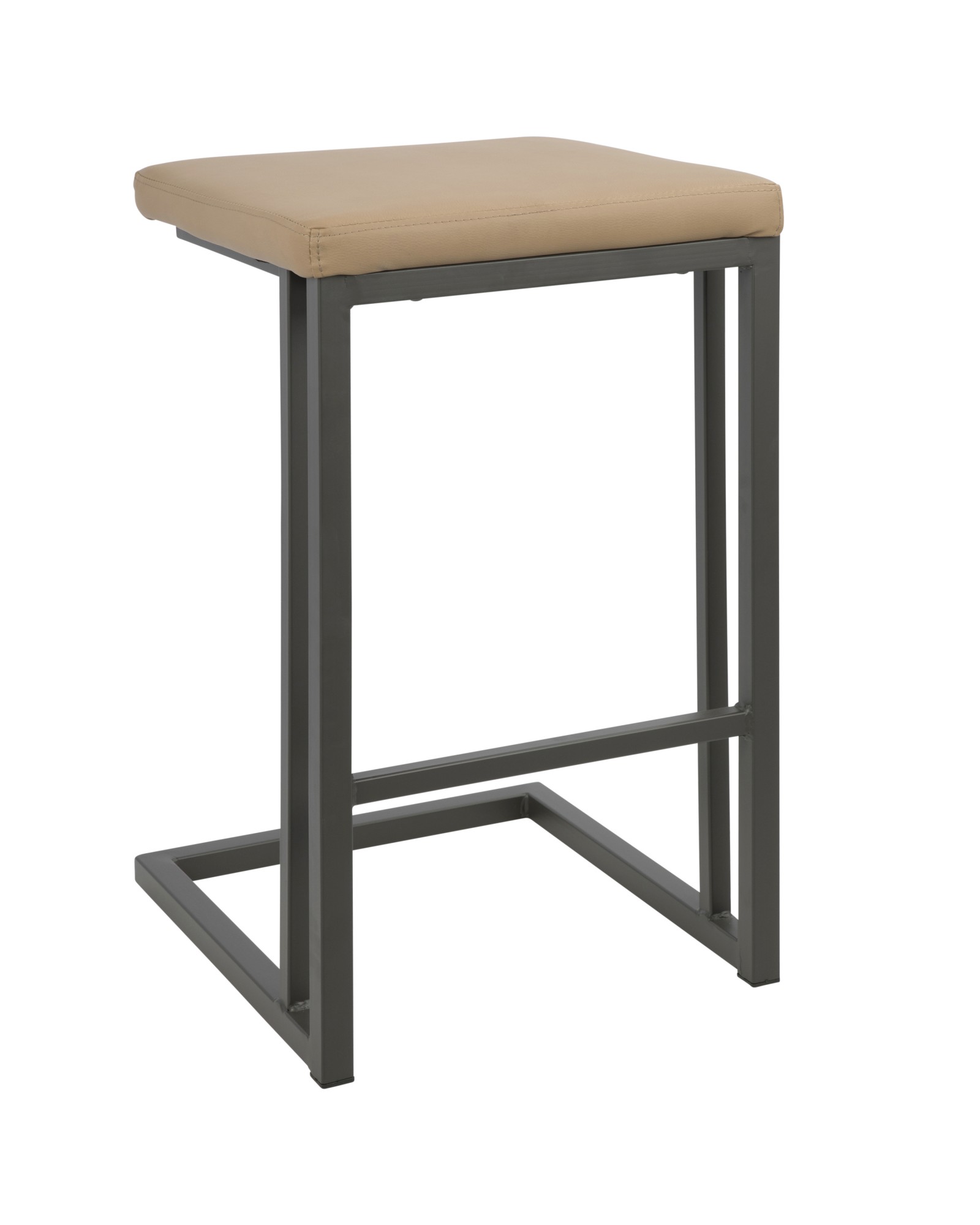 Roman Industrial Counter Stool in Grey and Camel Faux Leather - Set of 2
