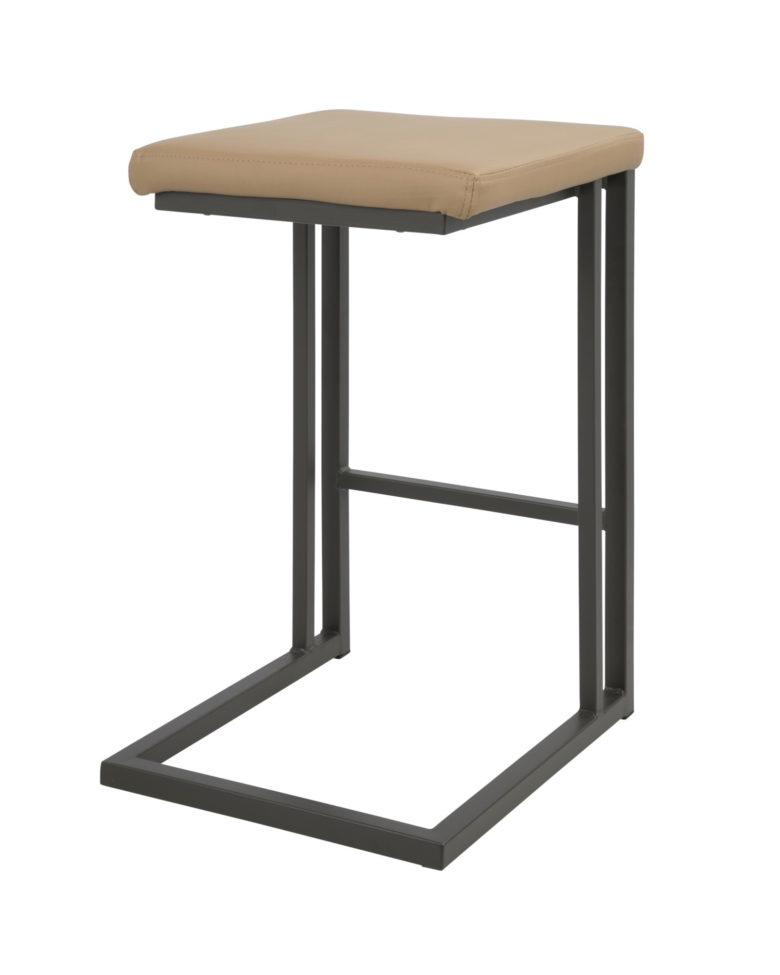 Roman Industrial Counter Stool in Grey and Camel Faux Leather - Set of 2