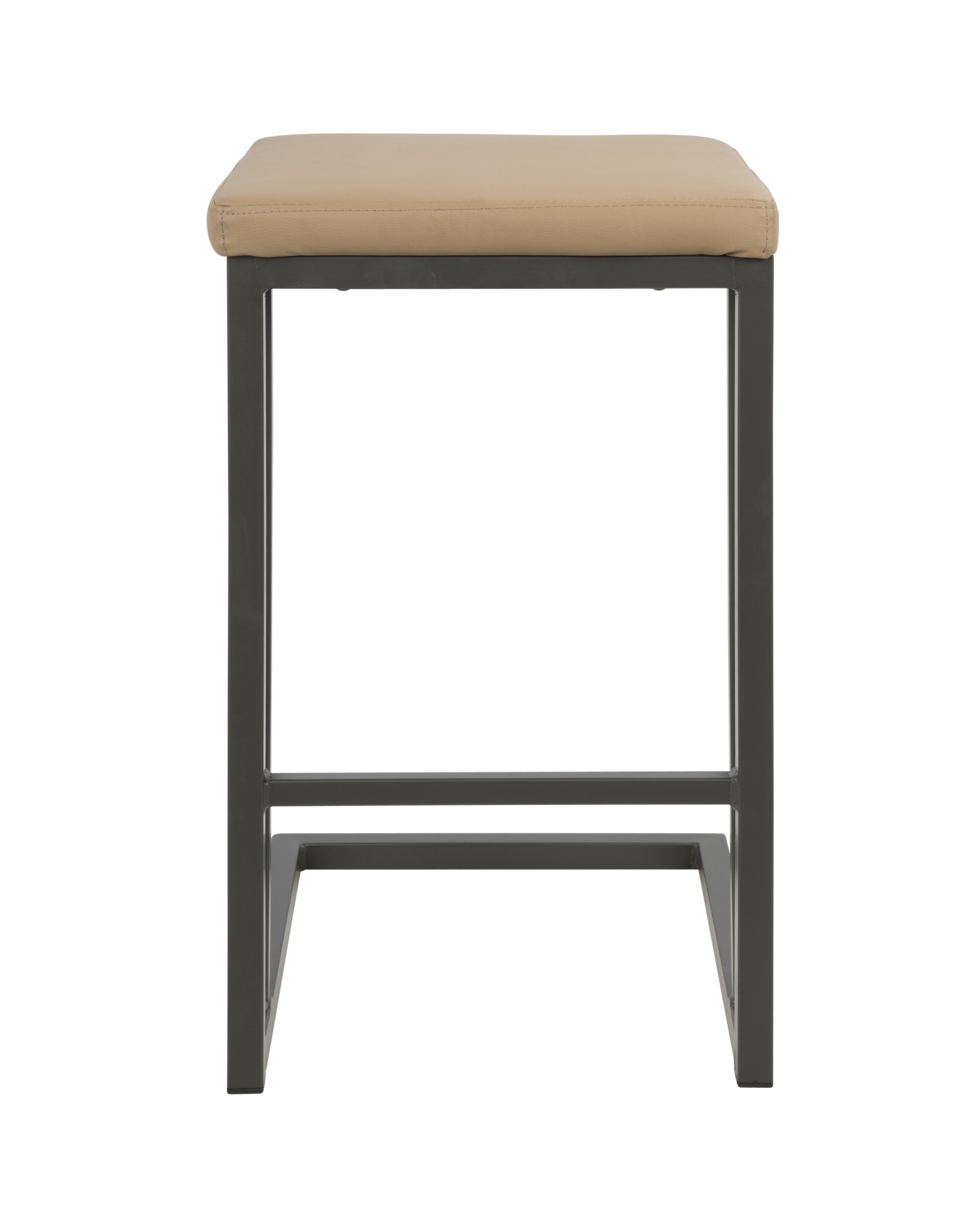 Roman Industrial Counter Stool in Grey and Camel Faux Leather - Set of 2