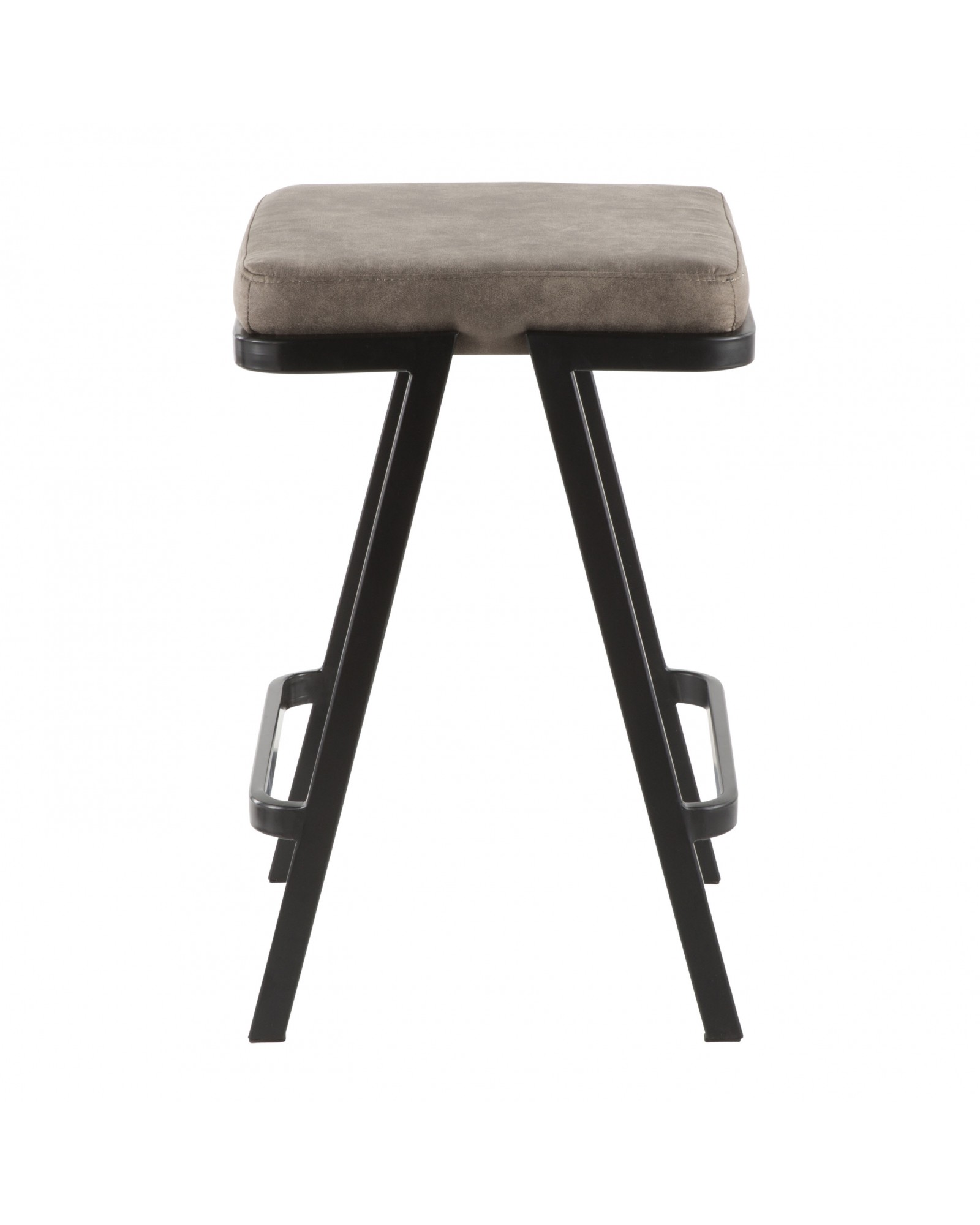 Seven Industrial Counter Stool in Black Metal and Grey Cowboy Fabric