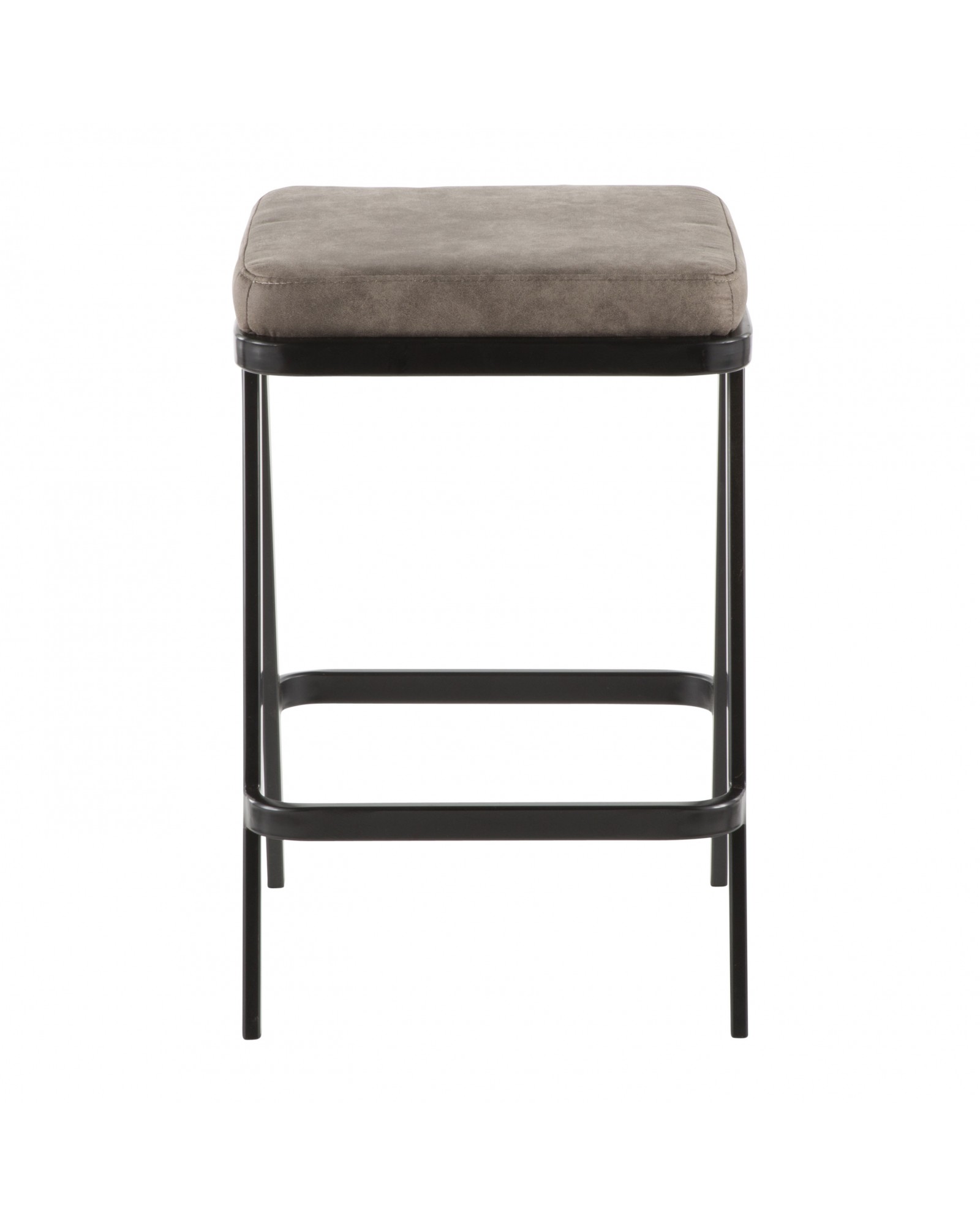 Seven Industrial Counter Stool in Black Metal and Grey Cowboy Fabric