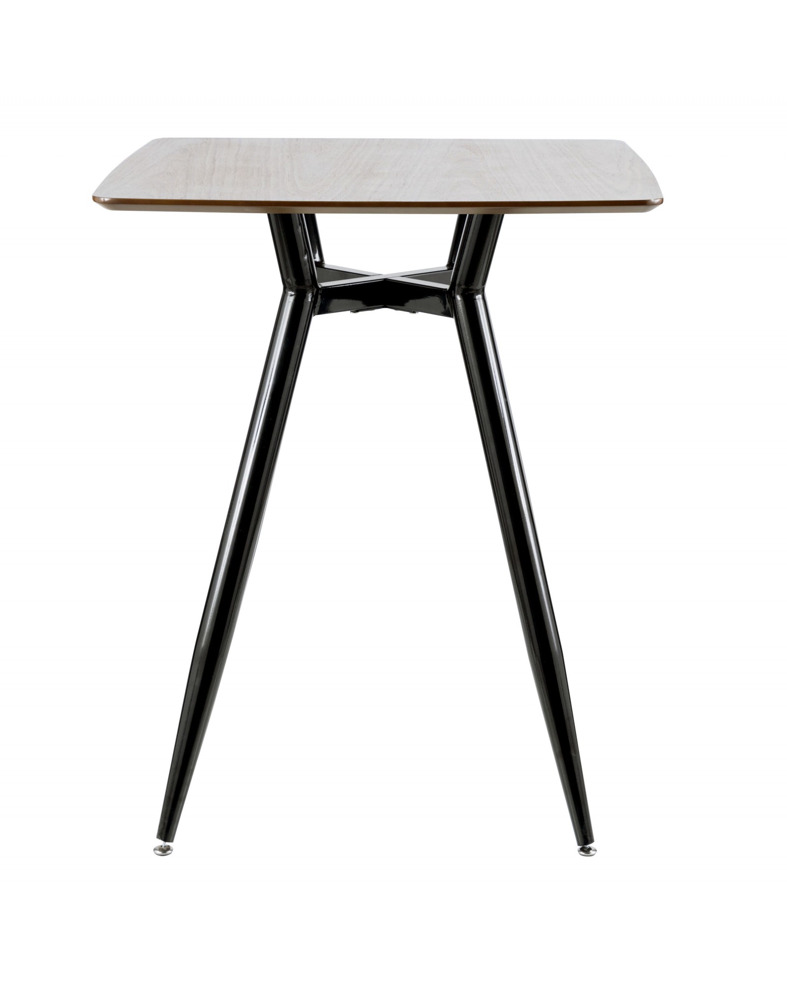 Clara Mid-Century Modern Square Counter Table with Black Metal Legs and Walnut Wood Top