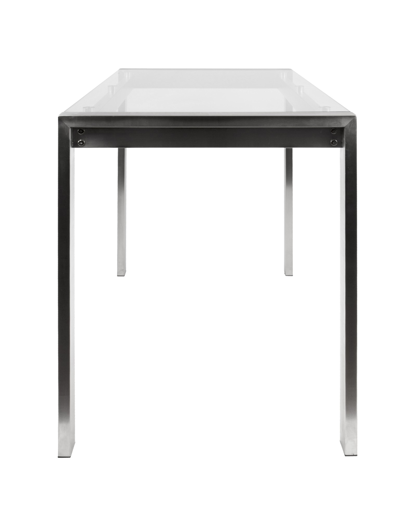 Fuji Contemporary Counter Table in Stainless Steel and Clear Glass