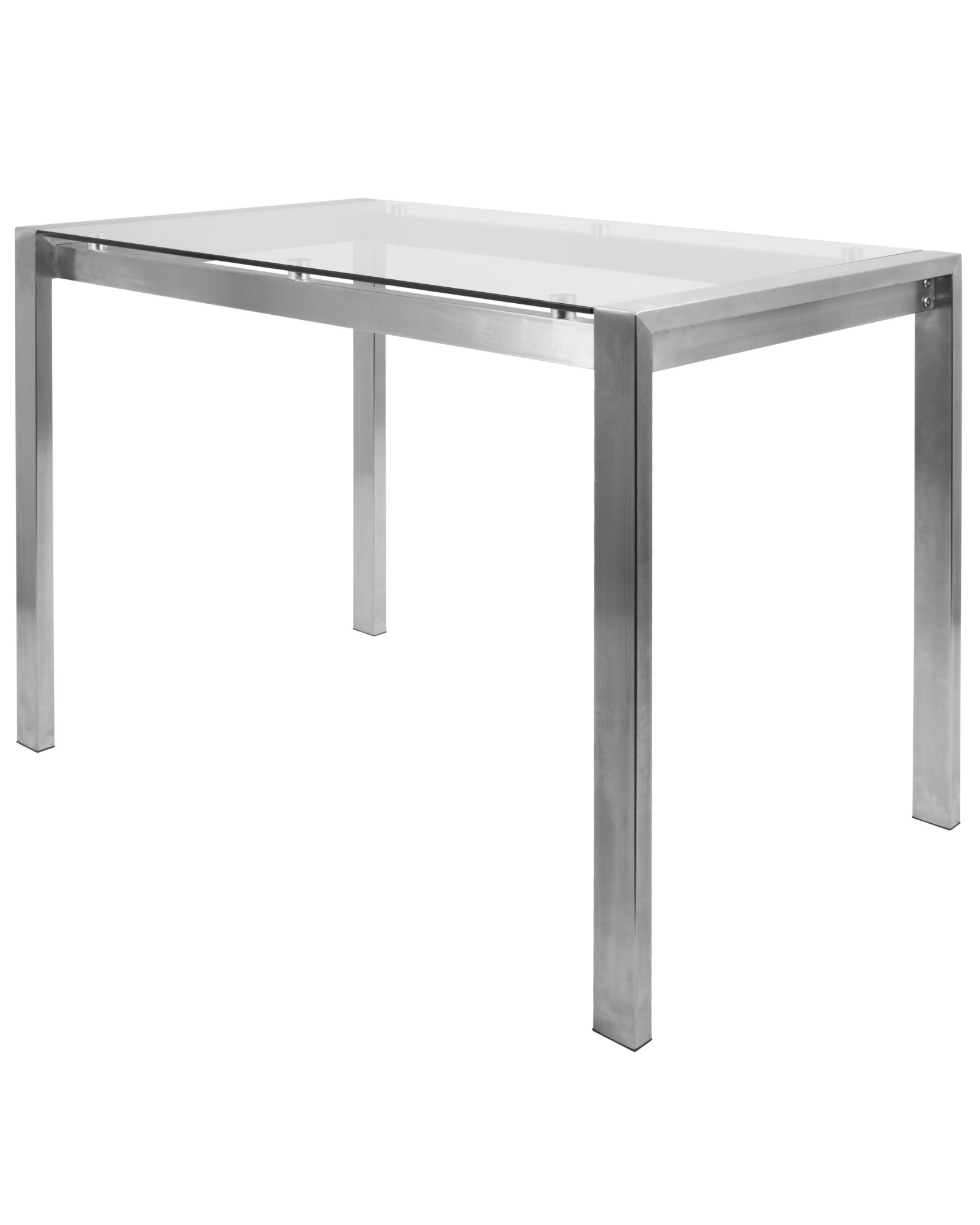 Fuji Contemporary Counter Table in Stainless Steel and Clear Glass