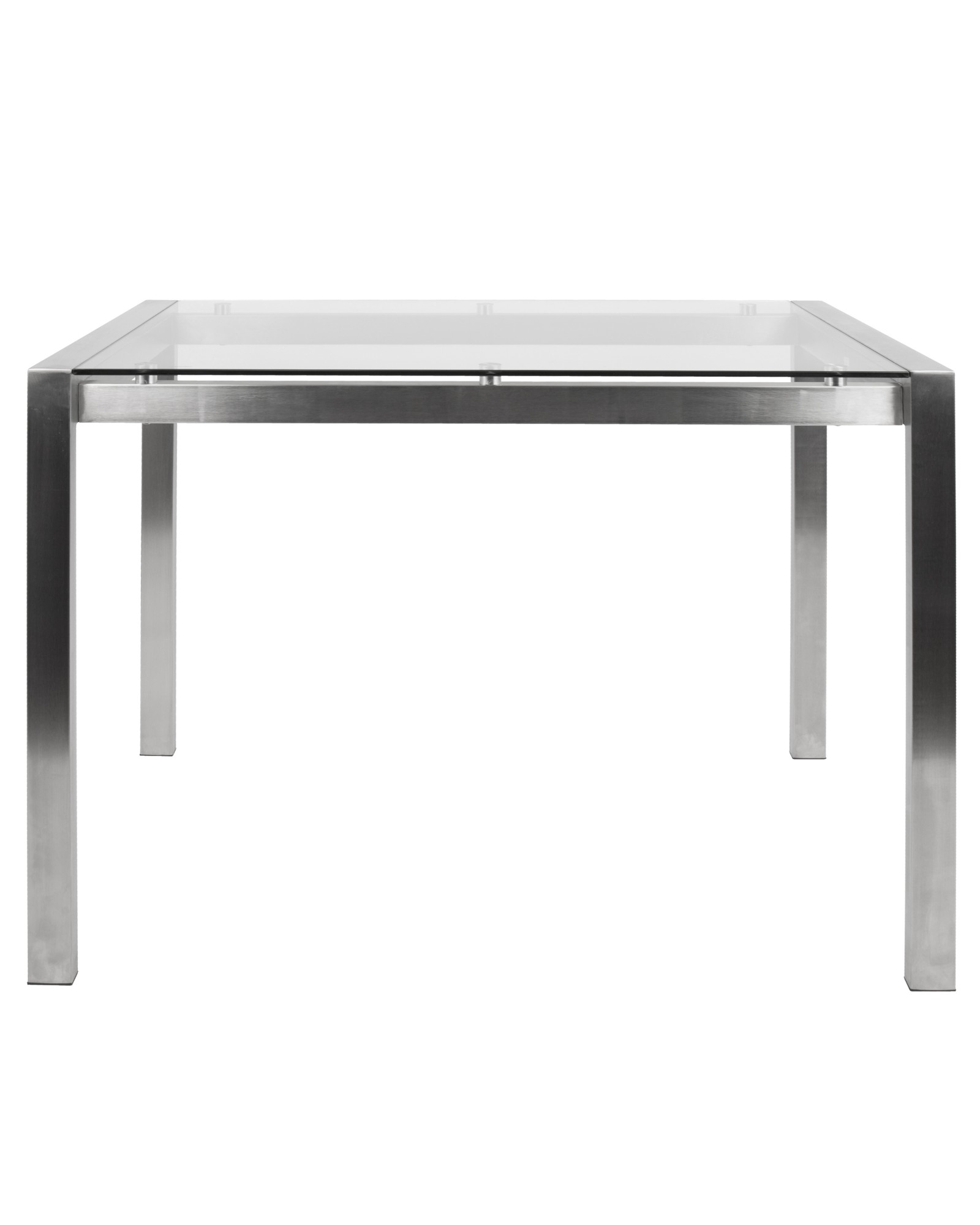 Fuji Contemporary Counter Table in Stainless Steel and Clear Glass