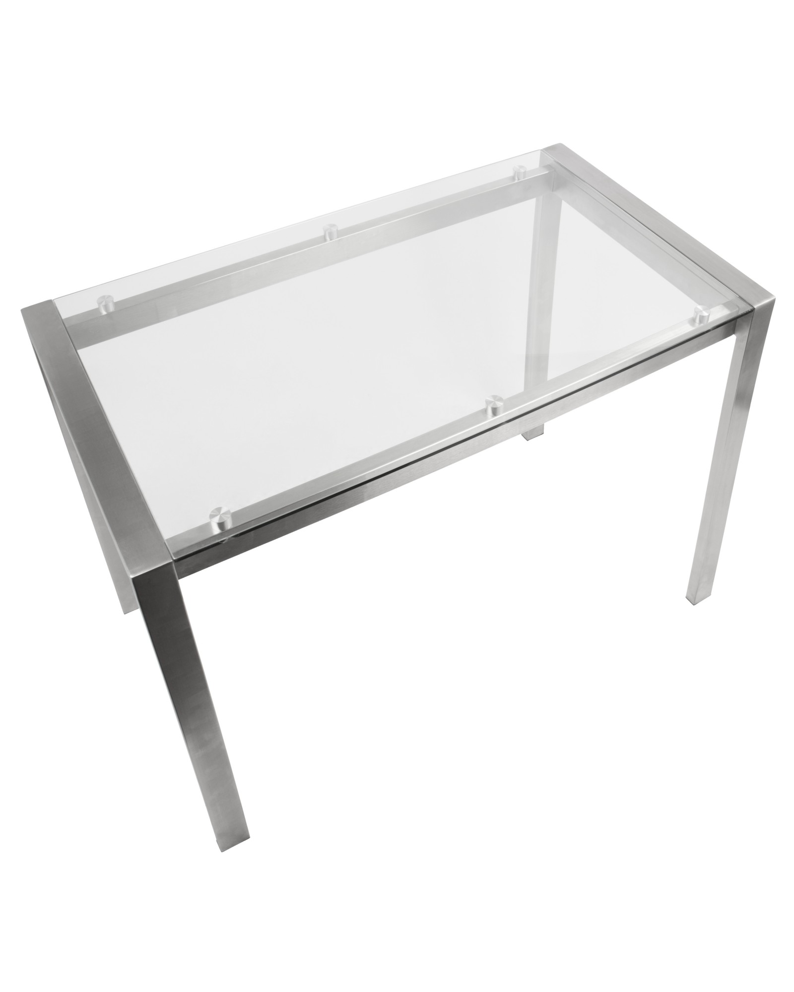 Fuji Contemporary Counter Table in Stainless Steel and Clear Glass