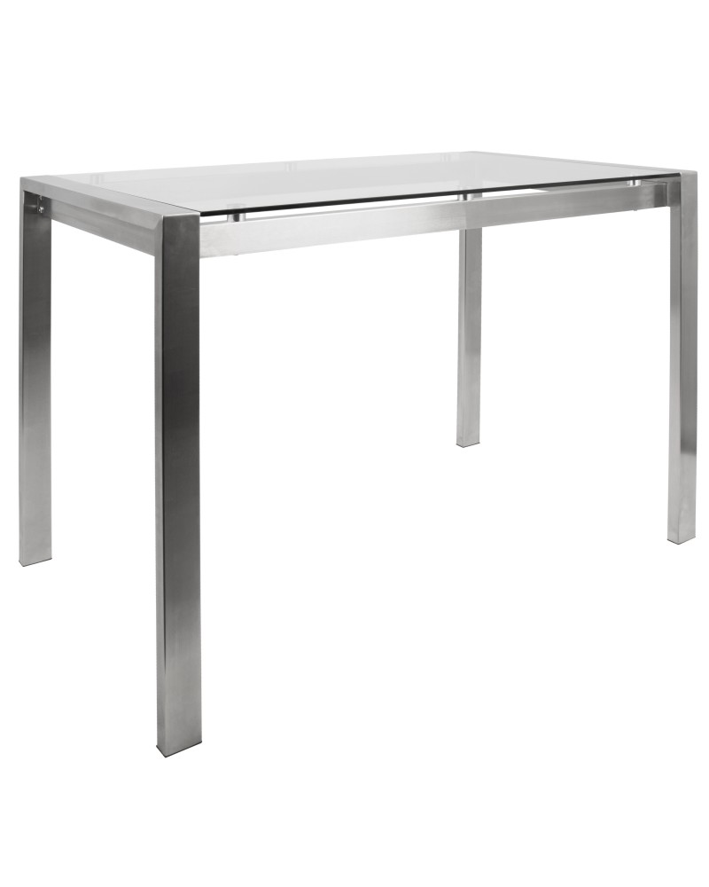 Fuji Contemporary Counter Table in Stainless Steel and Clear Glass