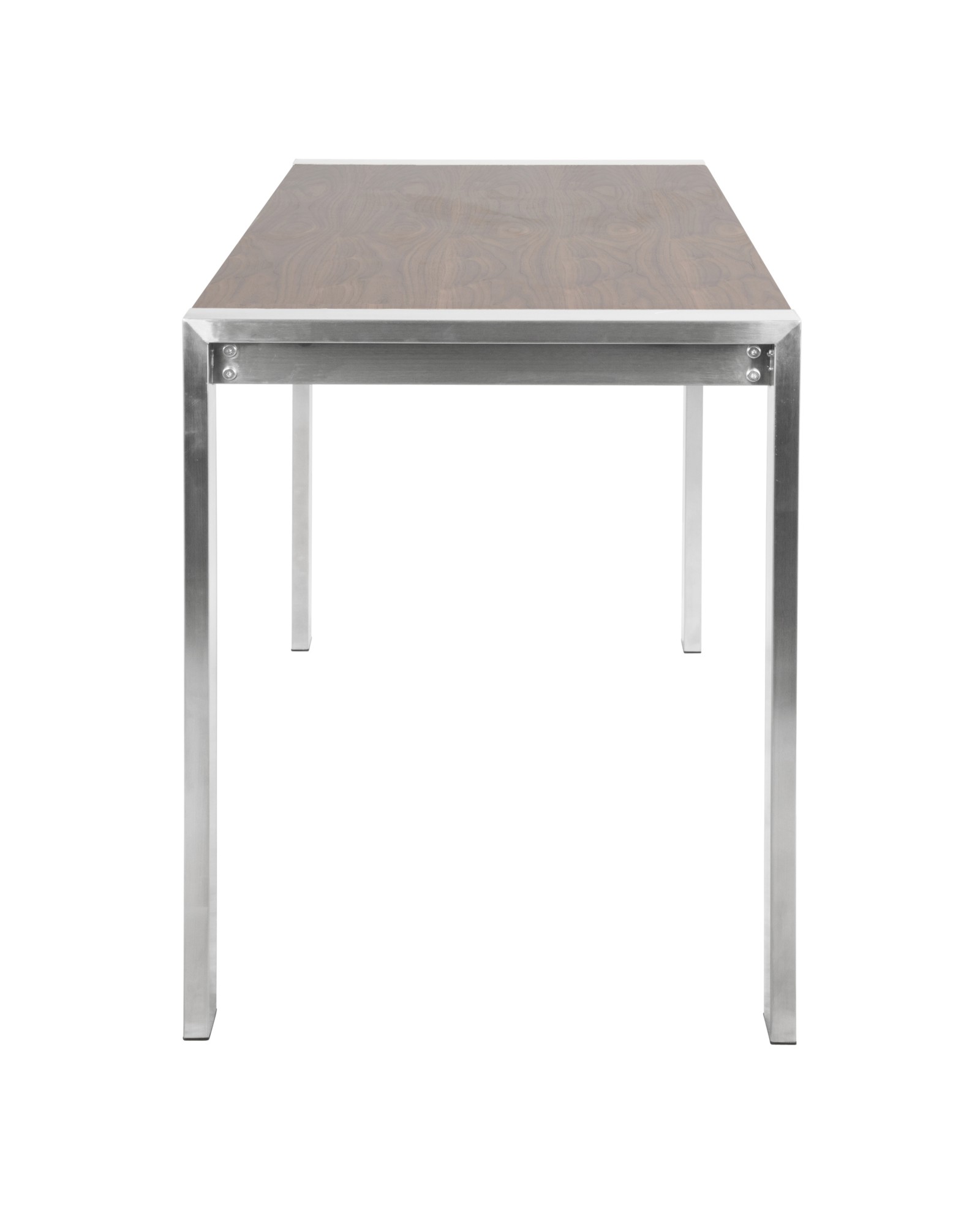 Fuji Contemporary Counter Table in Brushed Stainless Steel and Walnut Wood