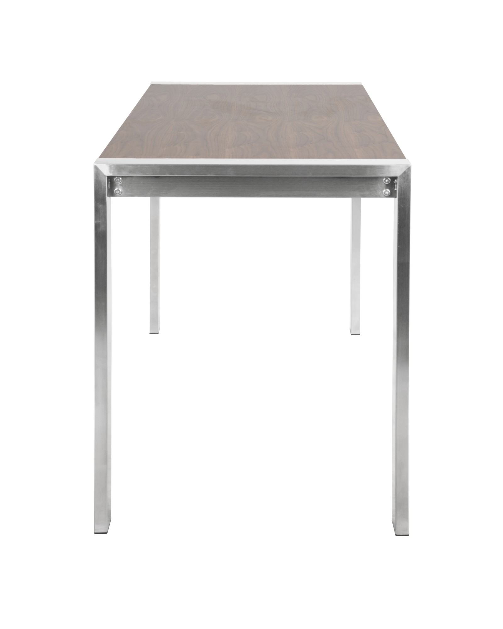 Fuji Contemporary Counter Table in Brushed Stainless Steel and Walnut Wood