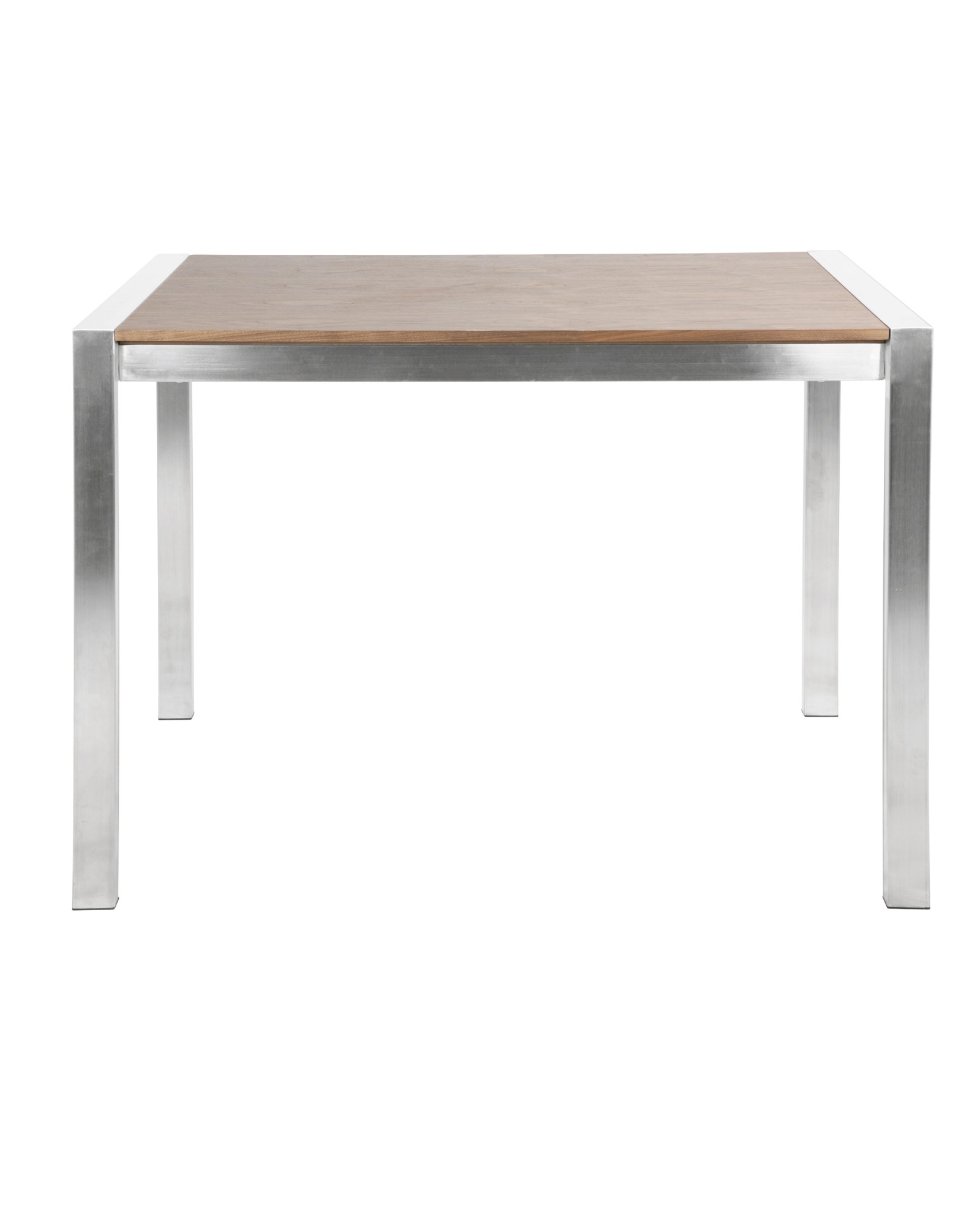 Fuji Contemporary Counter Table in Brushed Stainless Steel and Walnut Wood