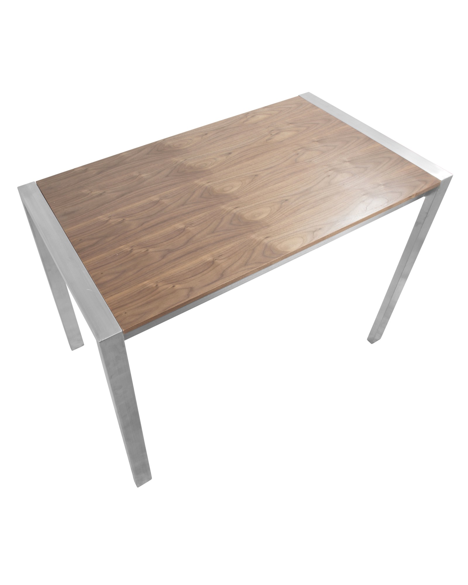 Fuji Contemporary Counter Table in Brushed Stainless Steel and Walnut Wood