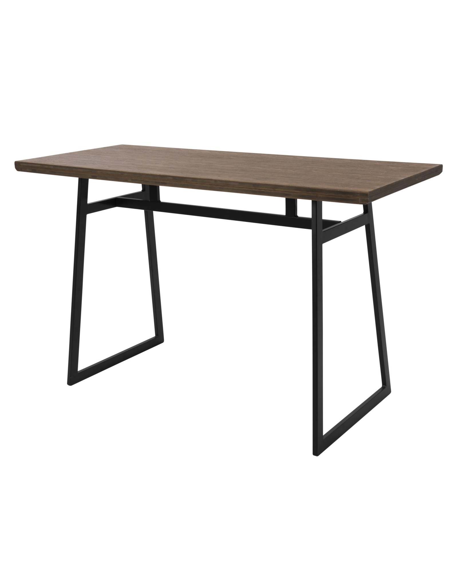 Geo Industrial Counter Table in Black with Brown Wood Top