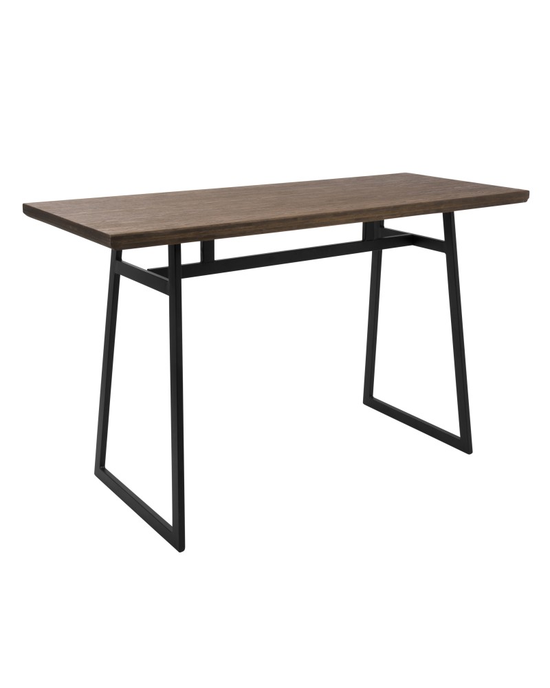 Geo Industrial Counter Table in Black with Brown Wood Top