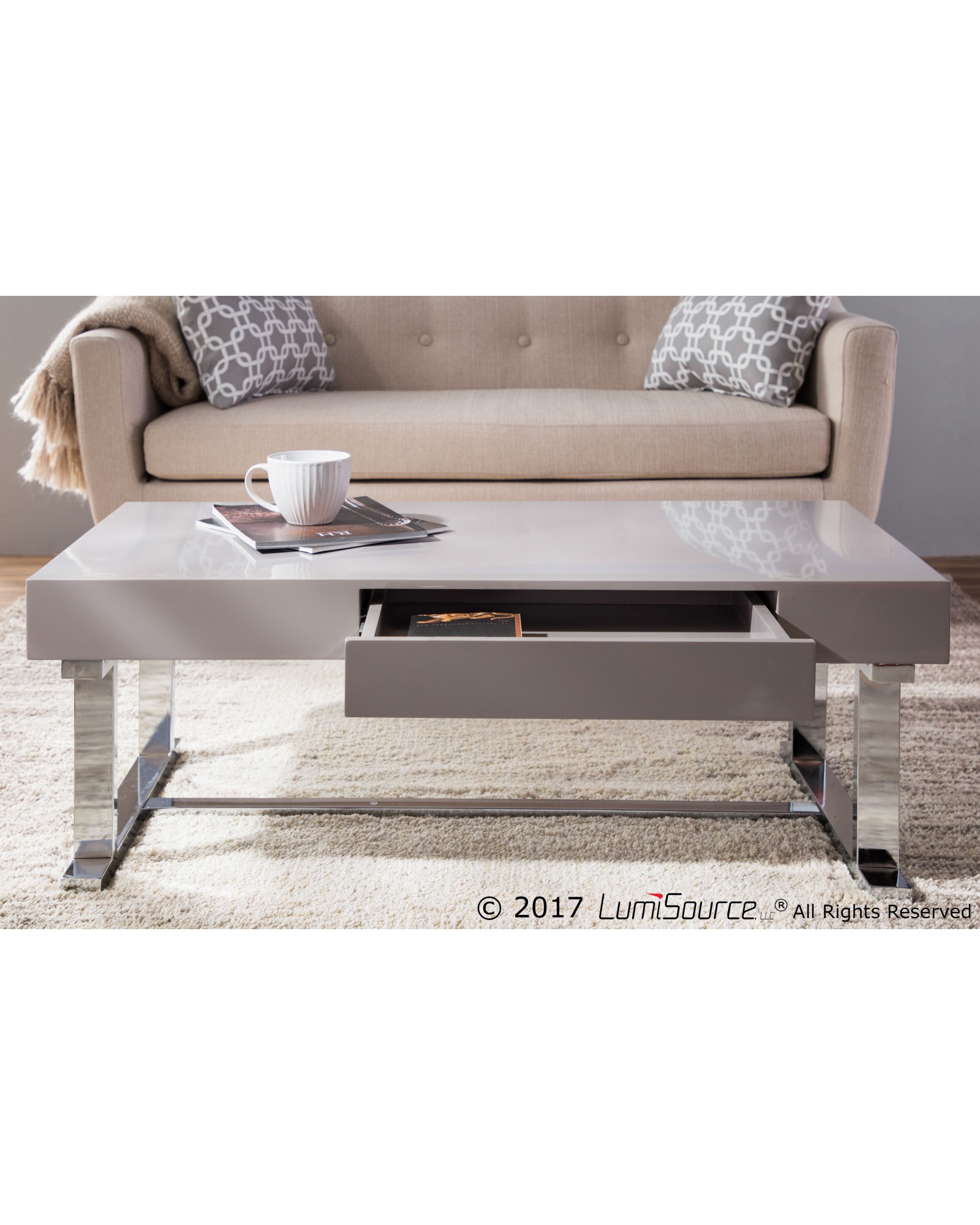 Luster Contemporary Coffee Table in Grey