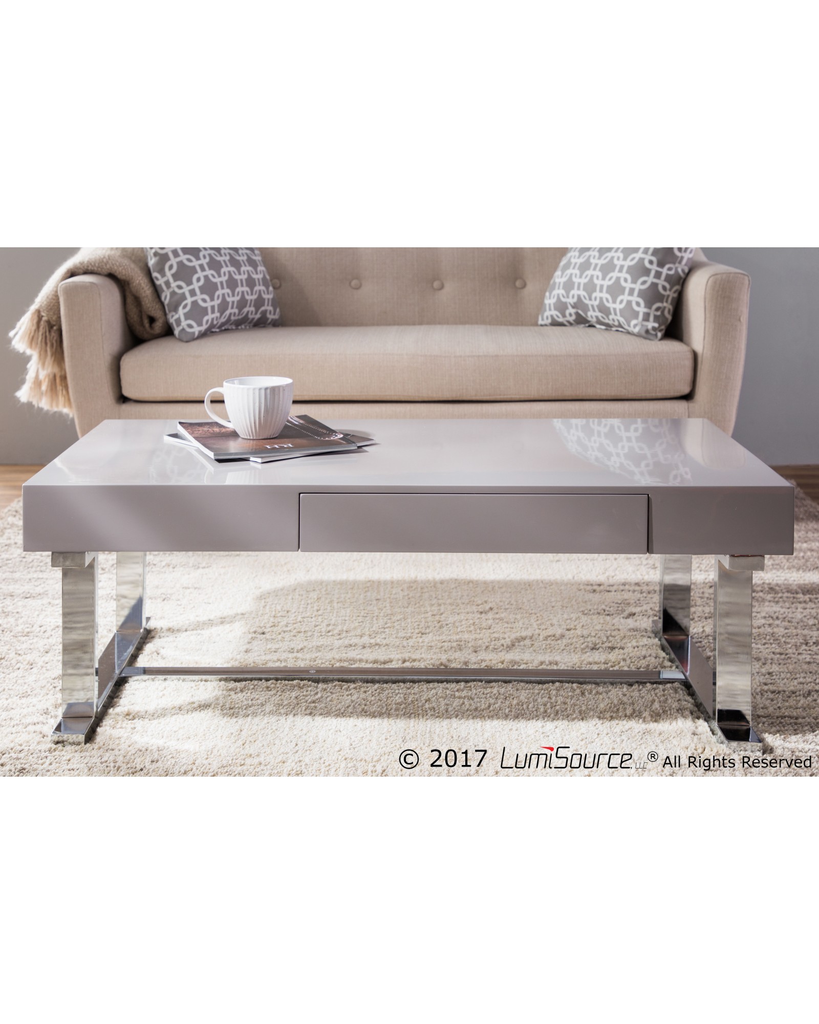 Luster Contemporary Coffee Table in Grey