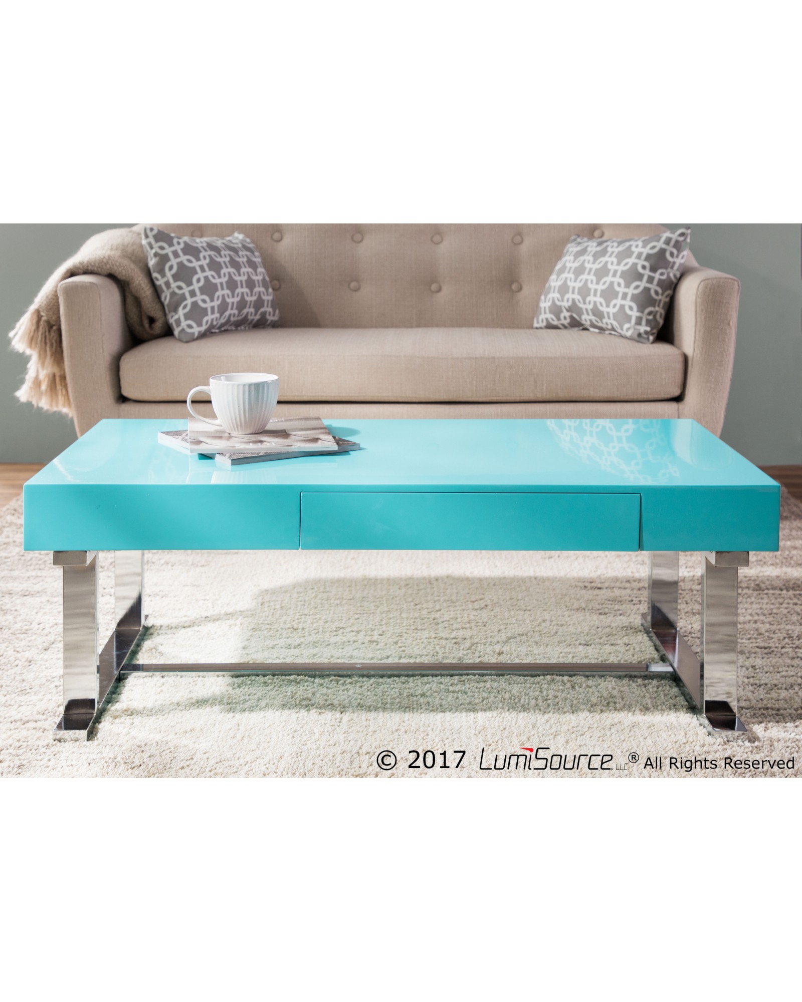 Luster Contemporary Coffee Table in Light Blue