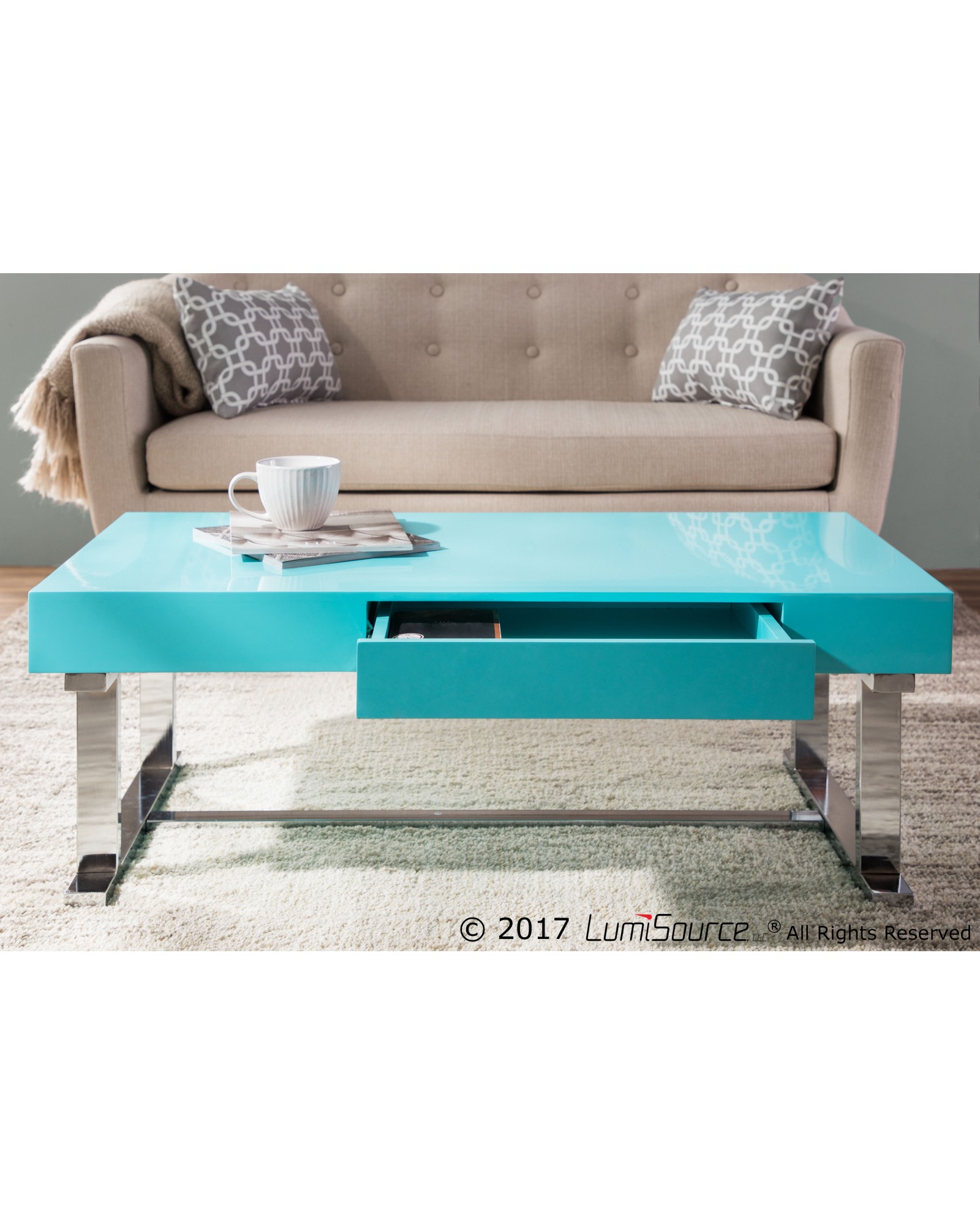 Luster Contemporary Coffee Table in Light Blue