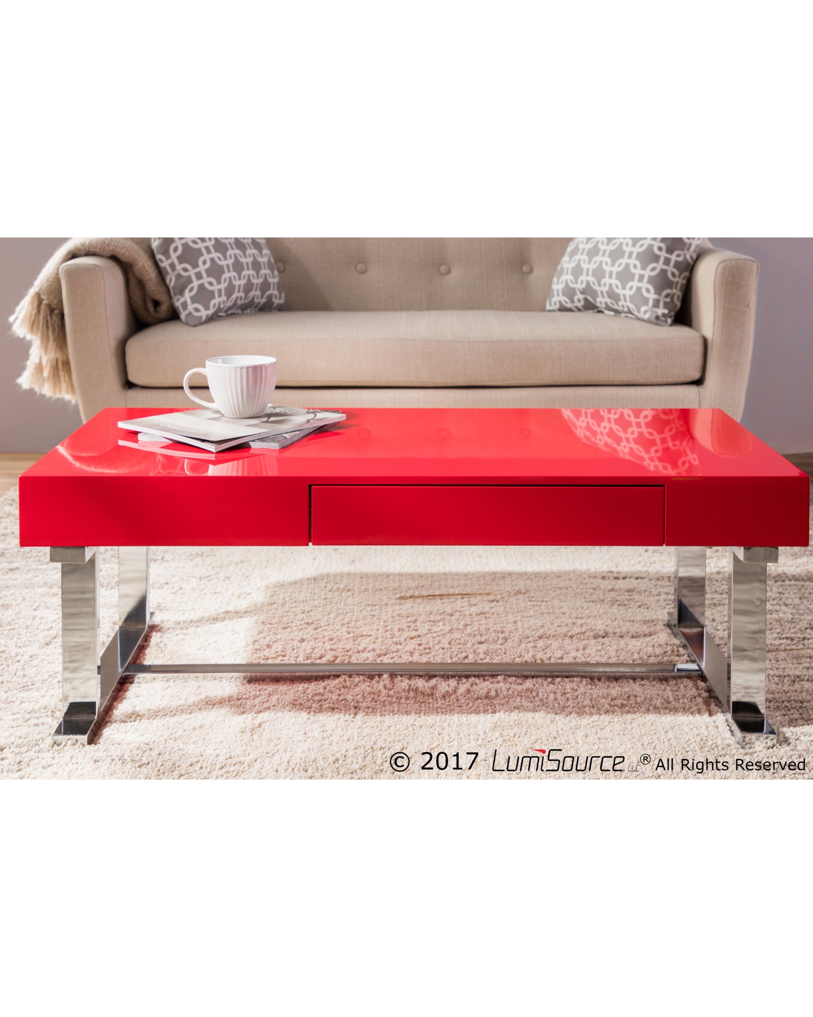 Luster Contemporary Coffee Table in Red