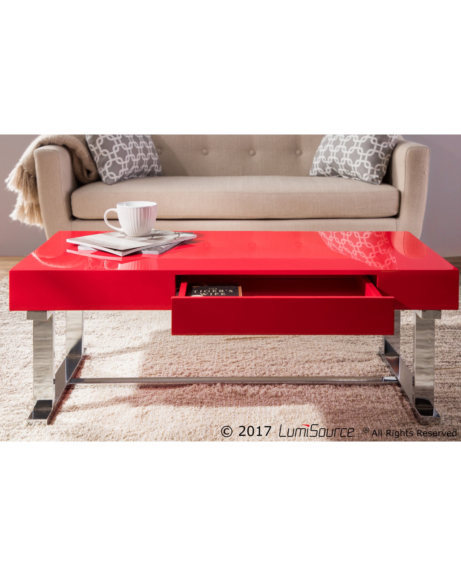 Luster Contemporary Coffee Table in Red