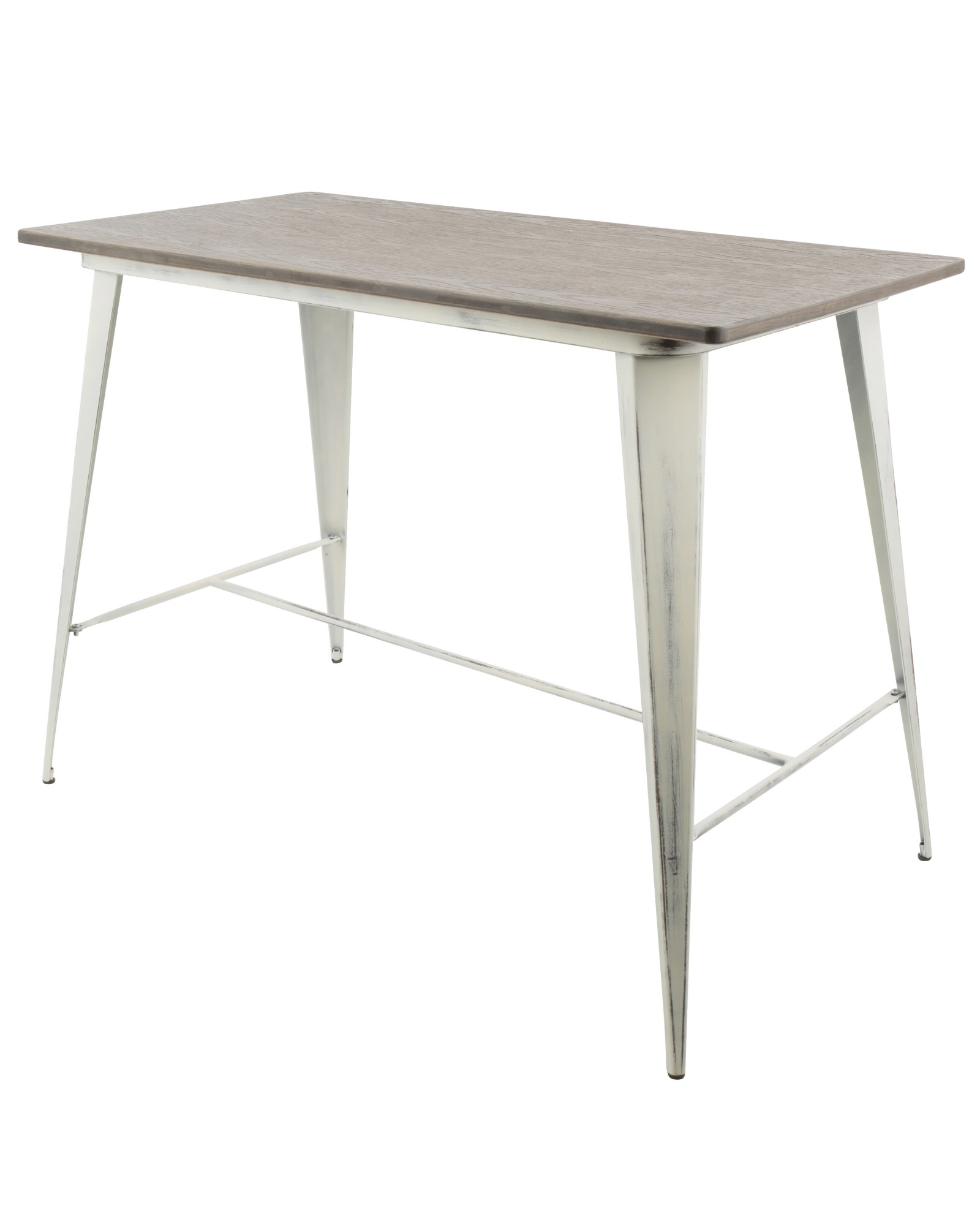Oregon Industrial Counter Table in Vintage White and Espresso
