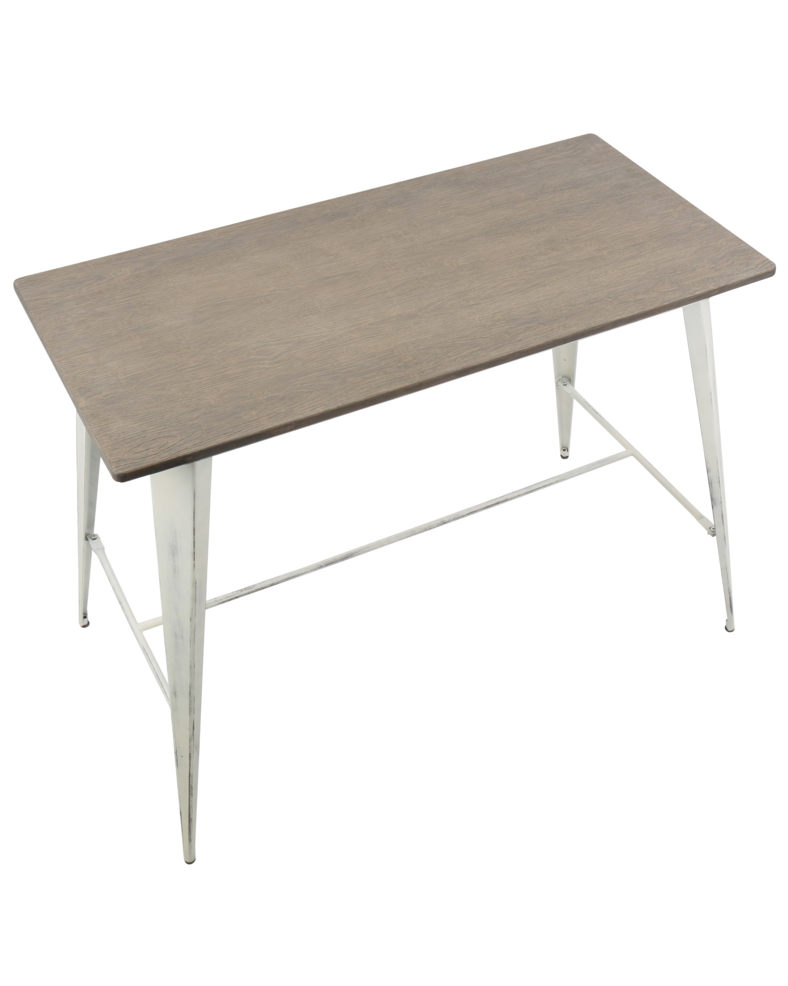 Oregon Industrial Counter Table in Vintage White and Espresso