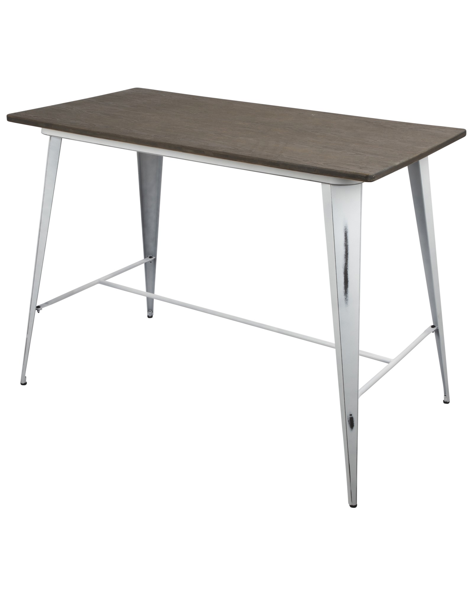 Oregon Industrial Counter Table in Vintage White and Espresso