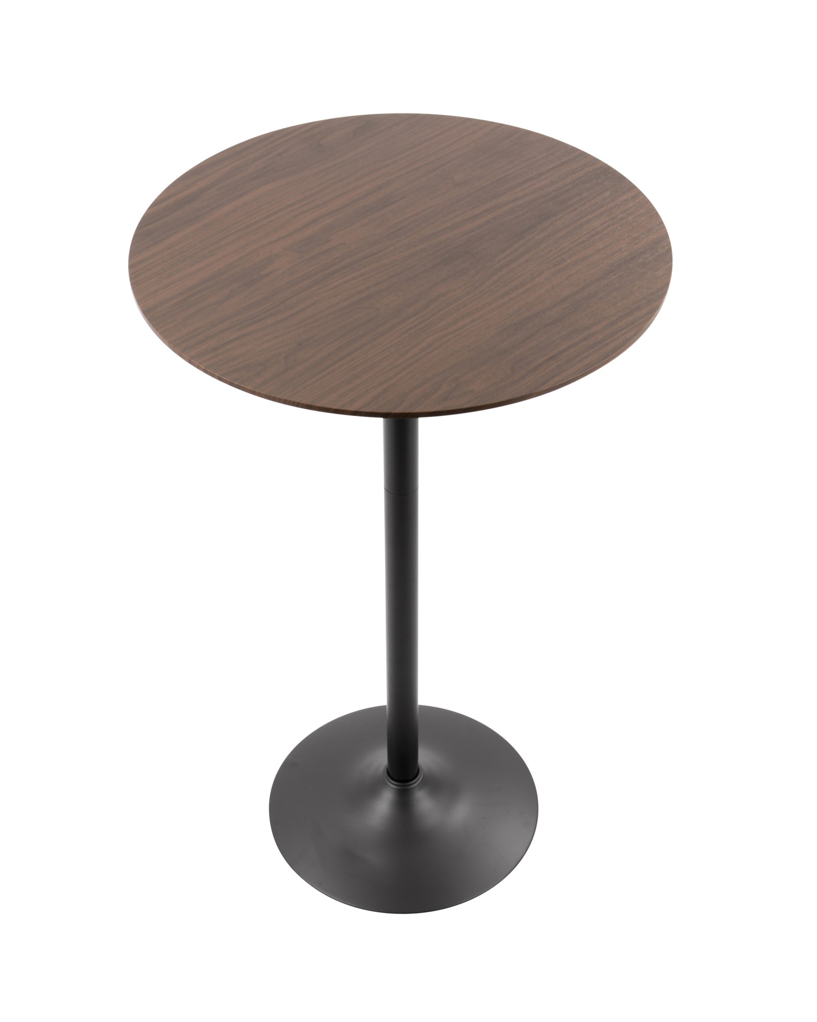 Pebble Mid-Century Modern Adjustable Bar/Counter Table in Walnut and Black