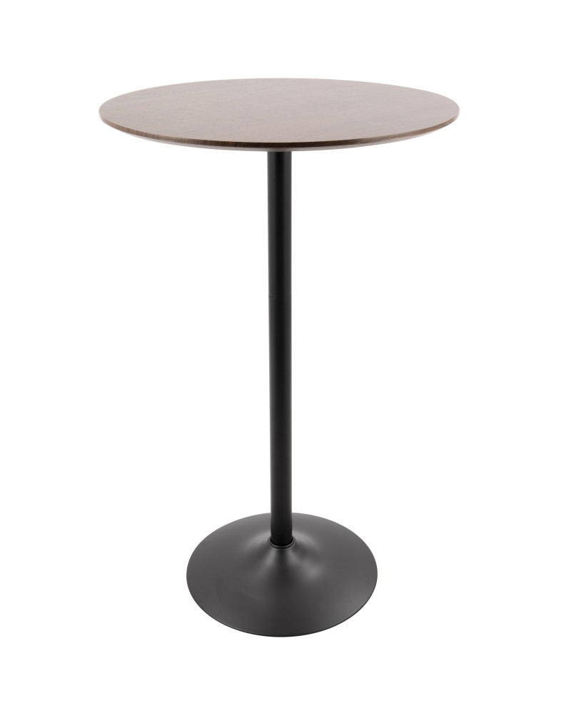 Pebble Mid-Century Modern Adjustable Bar/Counter Table in Walnut and Black