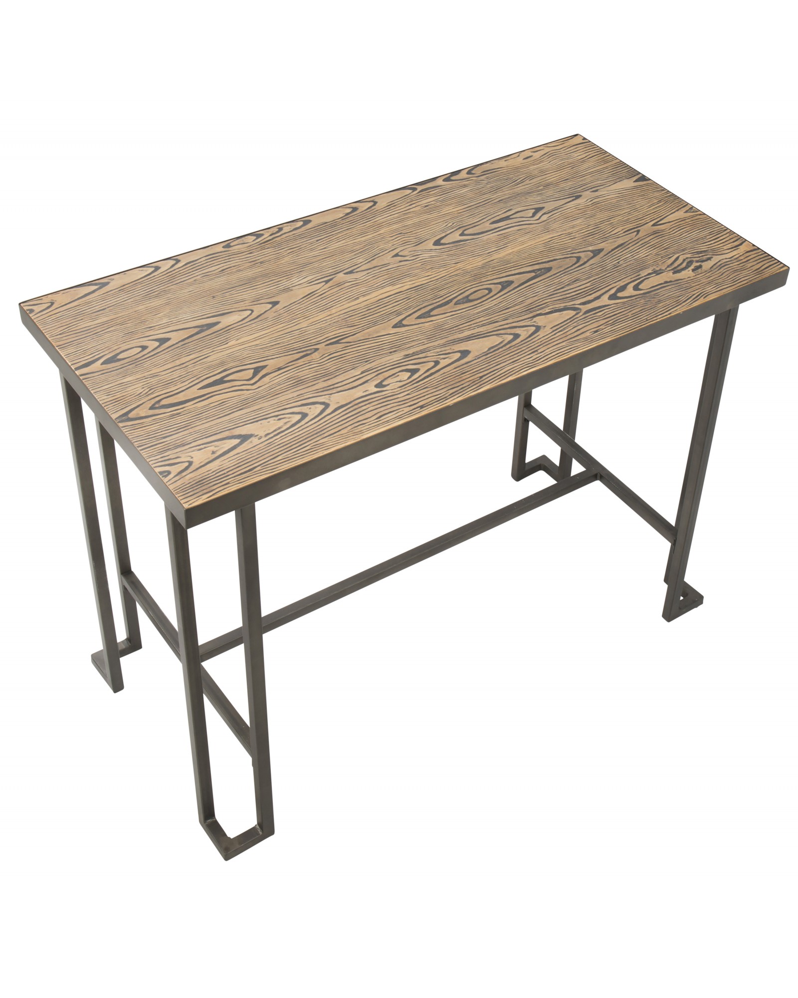 Roman Industrial Counter Table in Antique and Brown