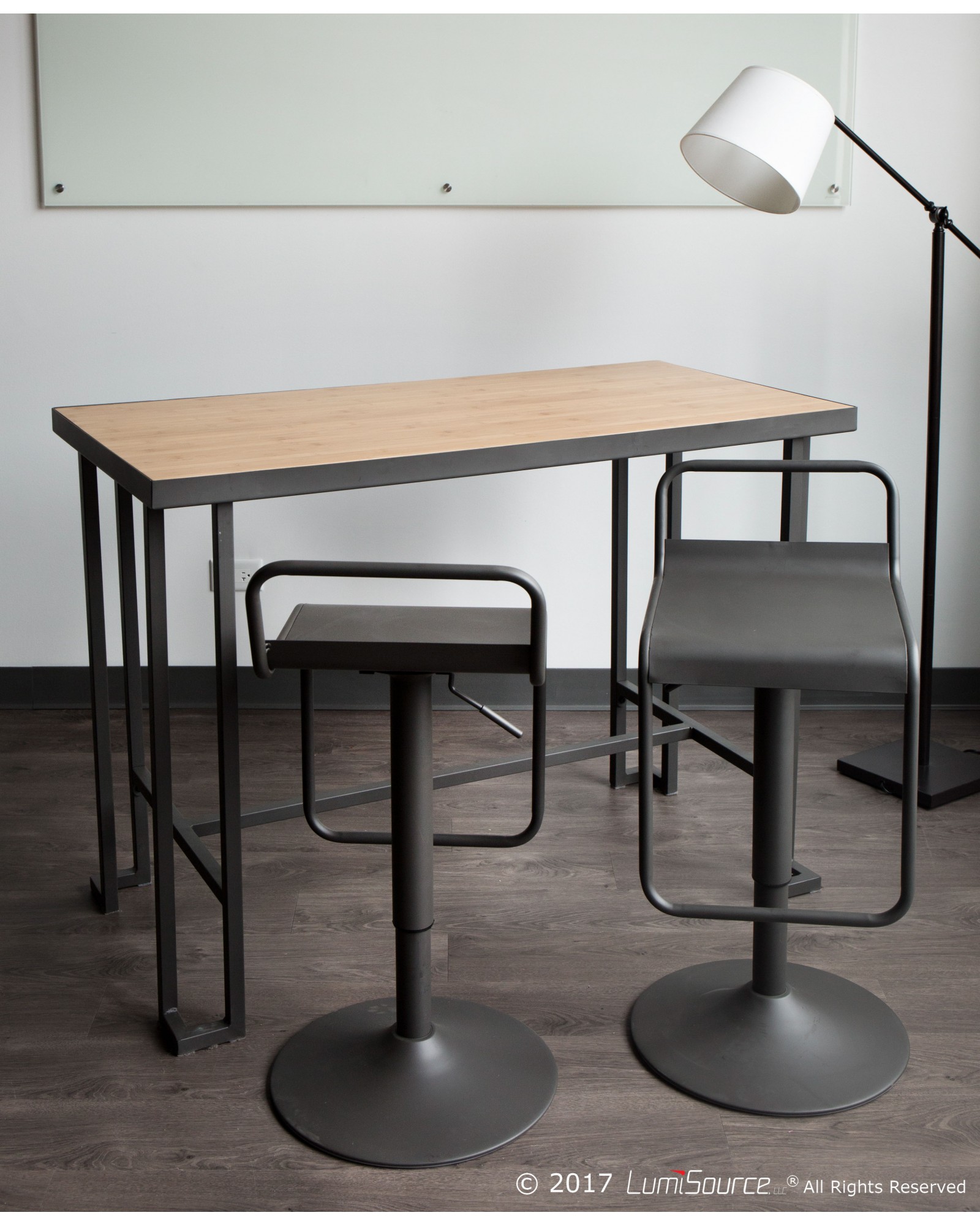 Roman Industrial Counter Table in Grey and Natural