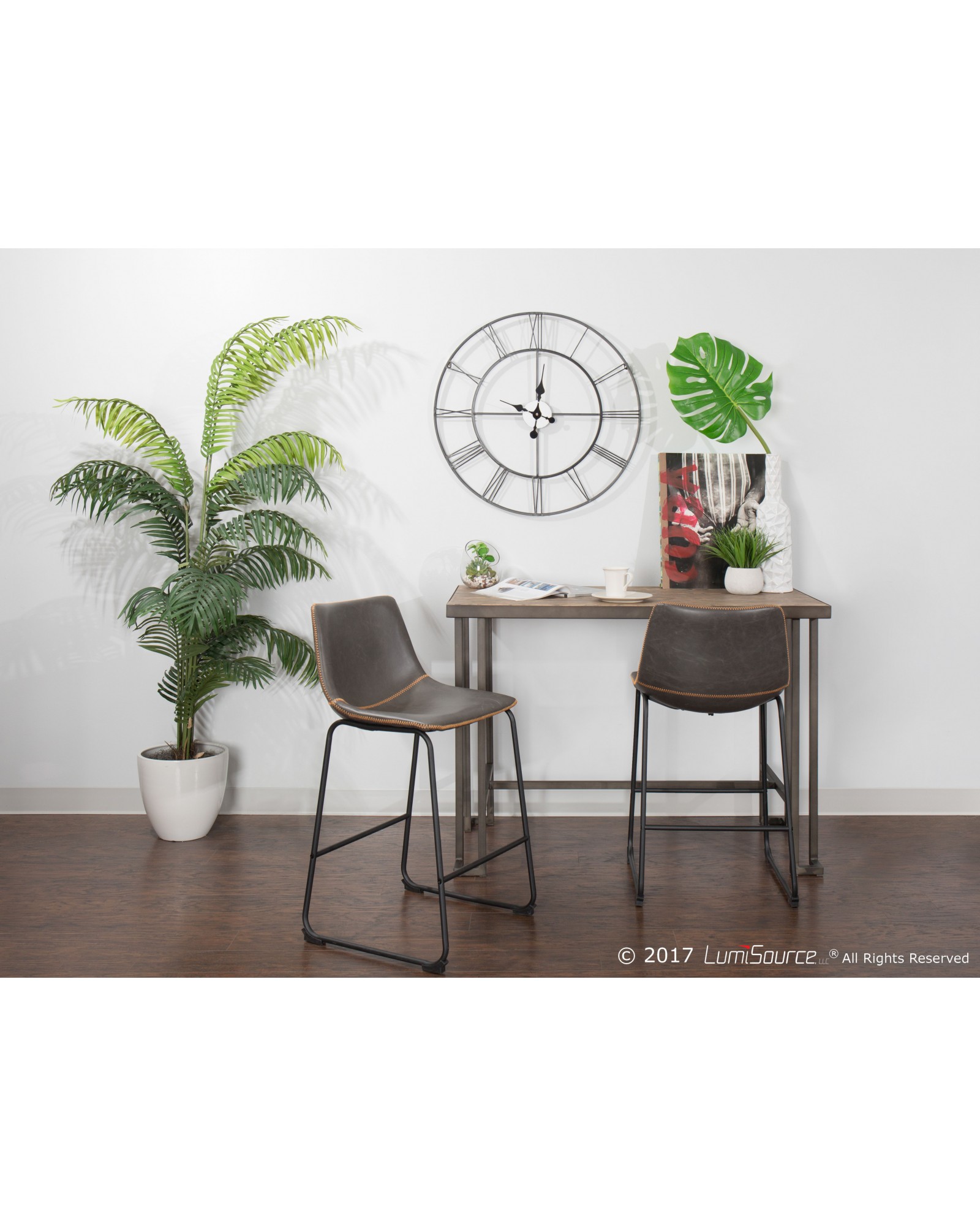 Roman Industrial Counter Table in Grey and Natural